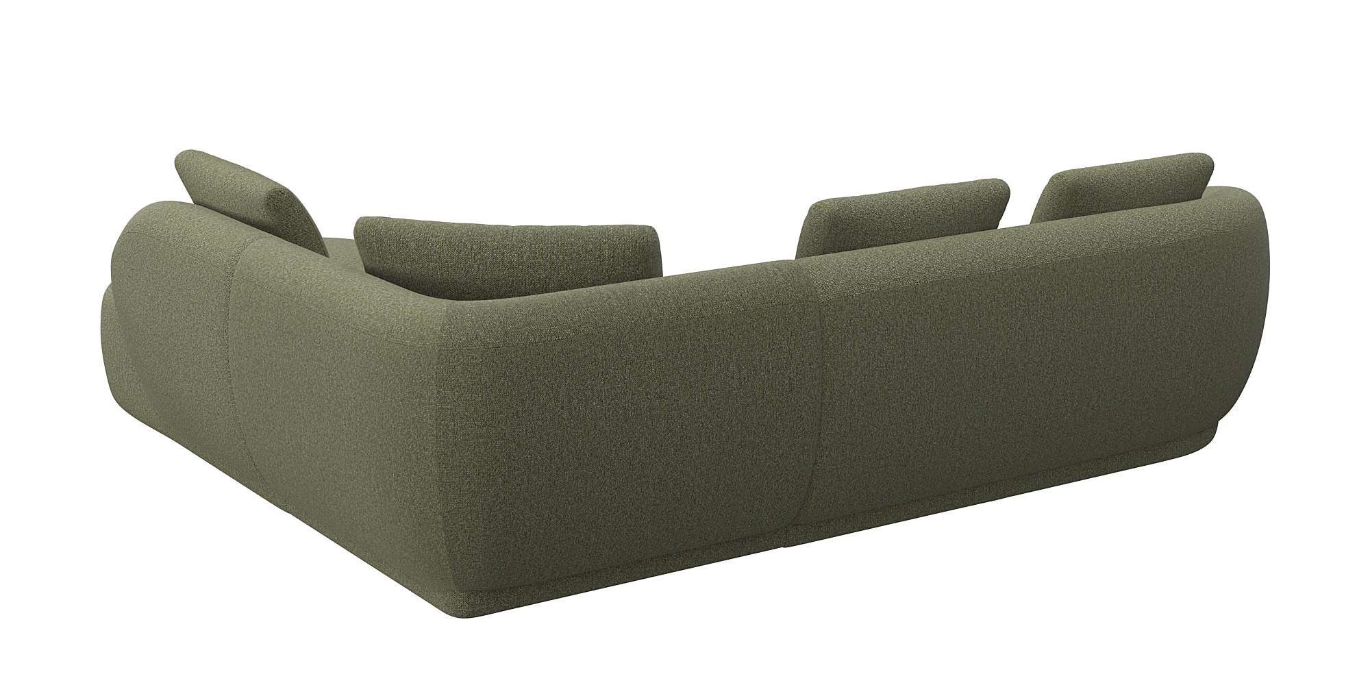 FLEXLUX Hoekbank Torino, rond, L-vorm, bankhoek met ottomane Modern, organisch bankontwerp, koudschuim, golfvering