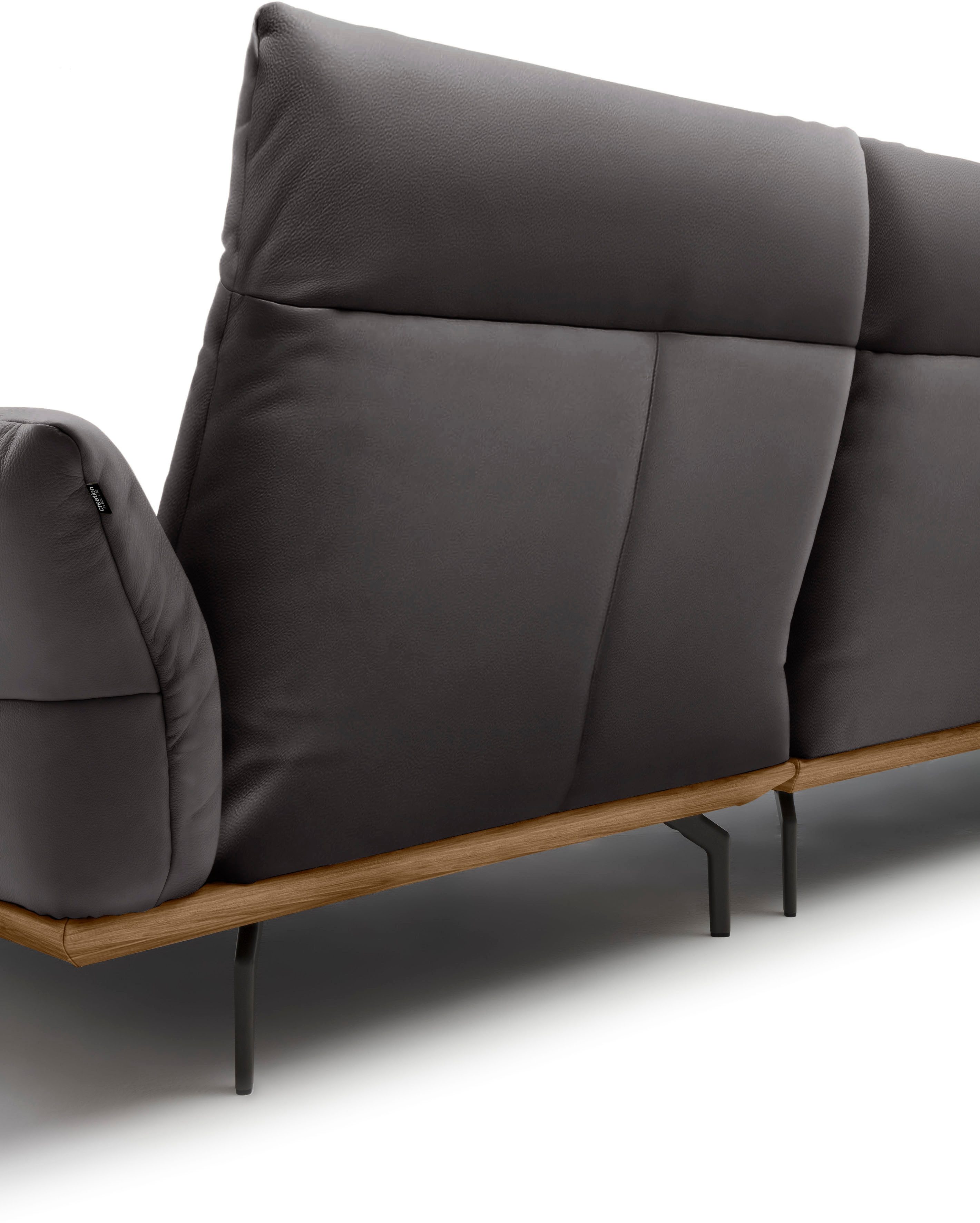 Creation BY ROLF BENZ Hoekbank CR.460 Sokkel in walnotenhout, onderstel in umbra grijs, breedte 338 cm