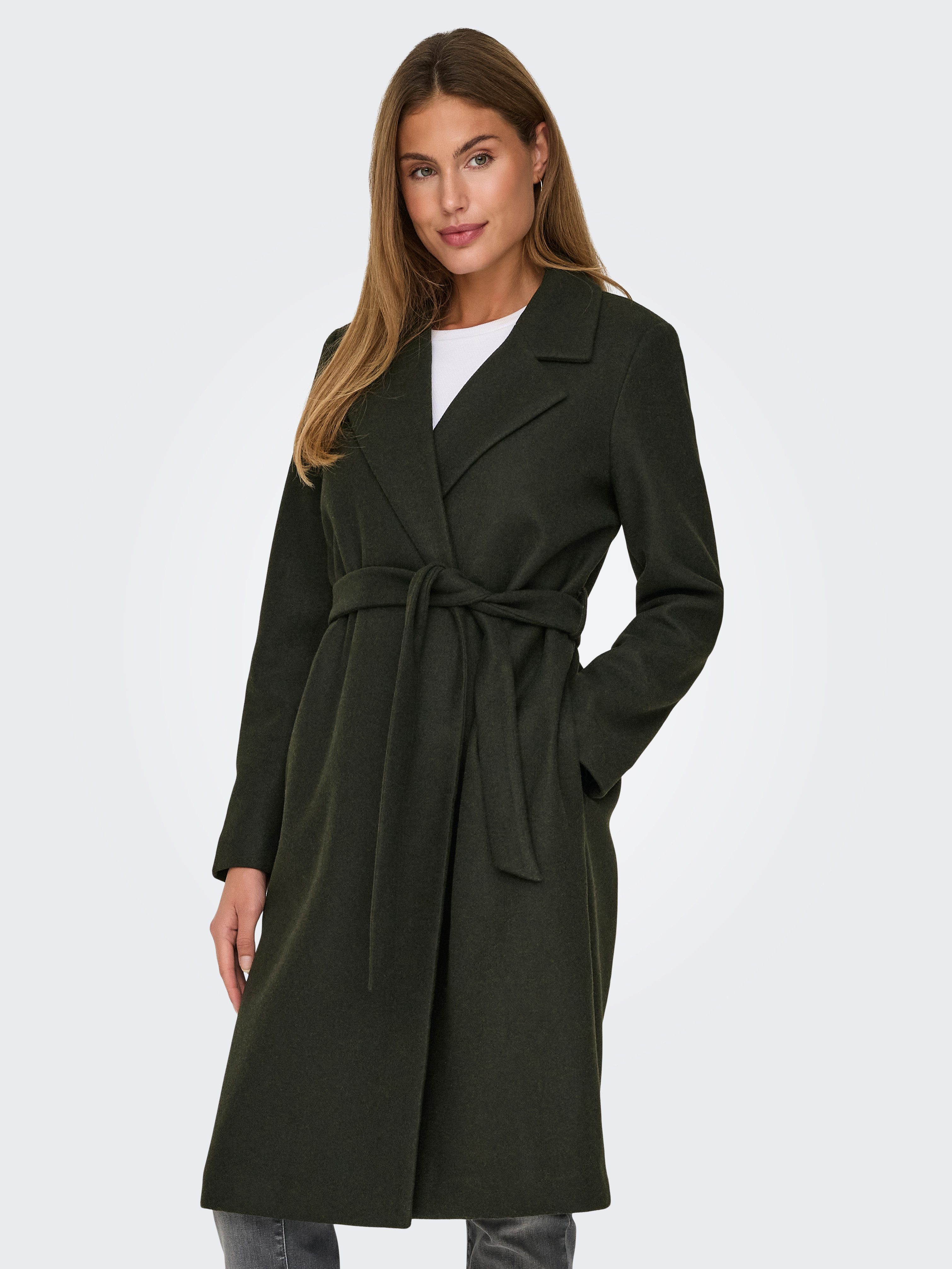 Only Lange jas ONLALVILDA LIFE WRAP COAT OTW