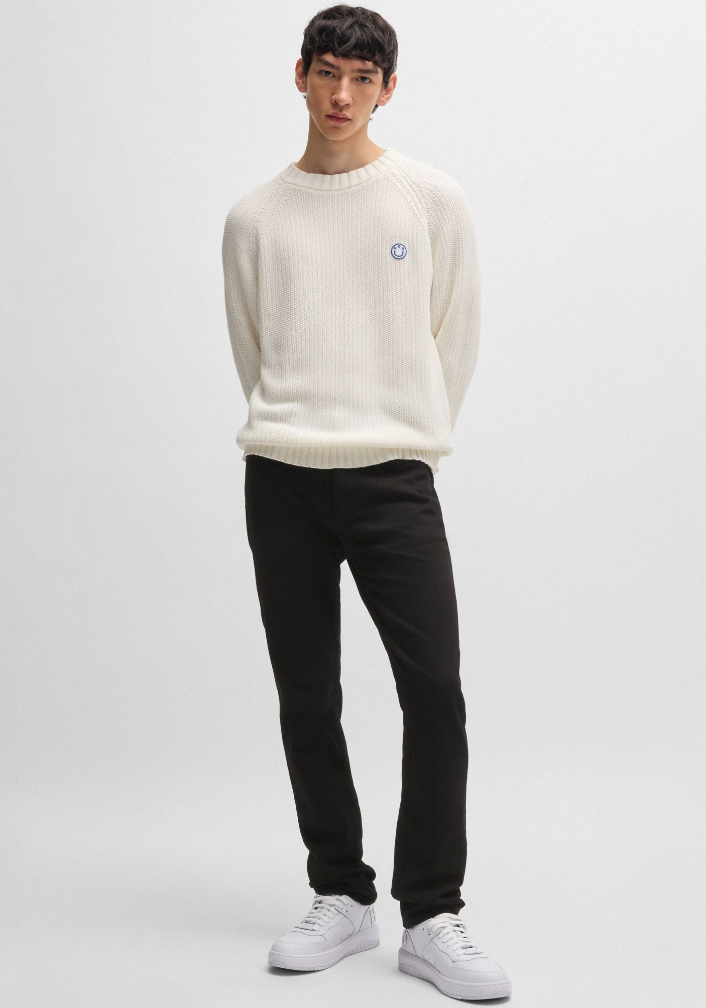 HUGO Blue Slim fit jeans Ash met stone-washed-finish
