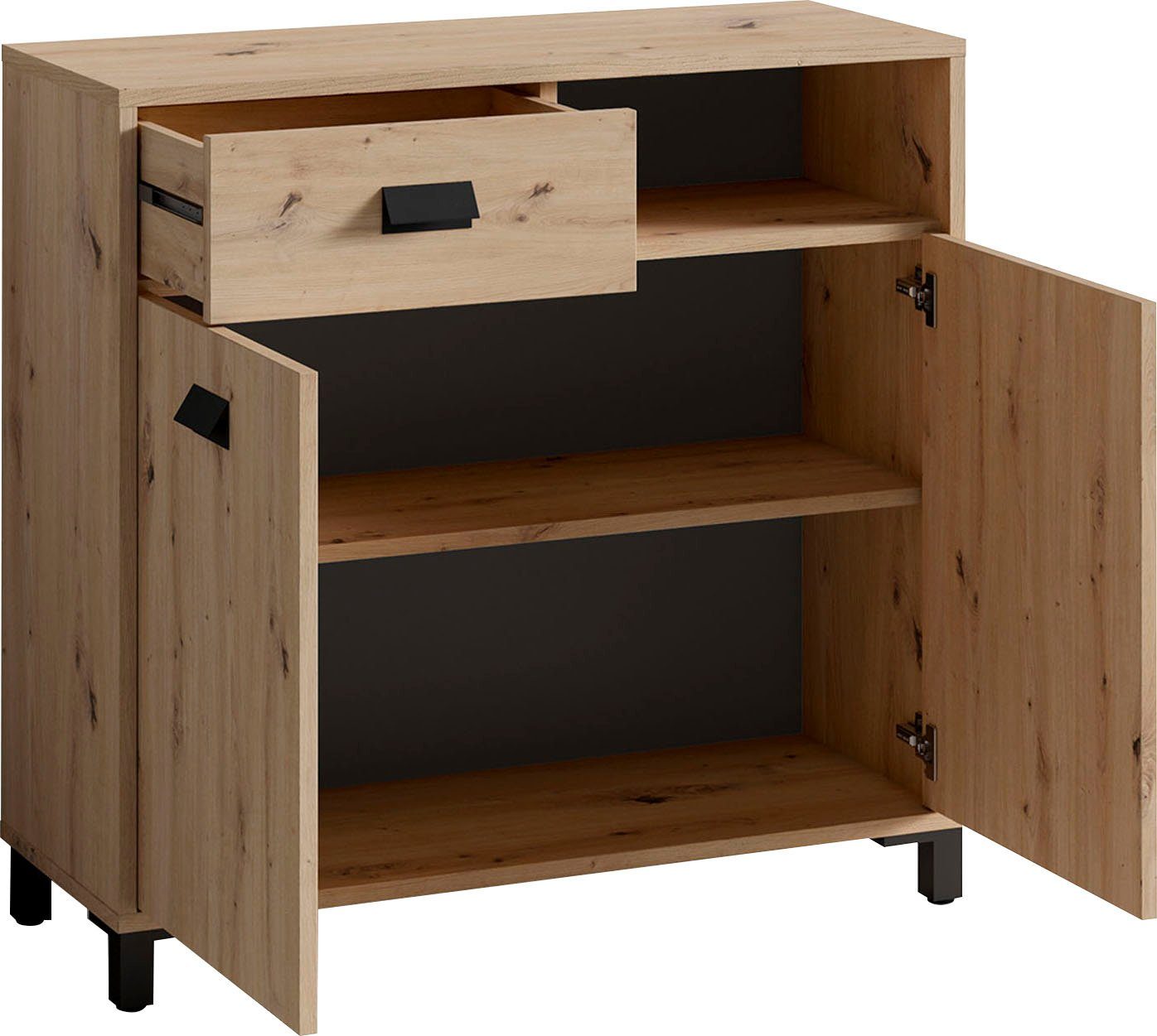 byLIVING Badkamerkast Wellness 80cm badkamercommode met metalen handgrepen en veel opbergruimte