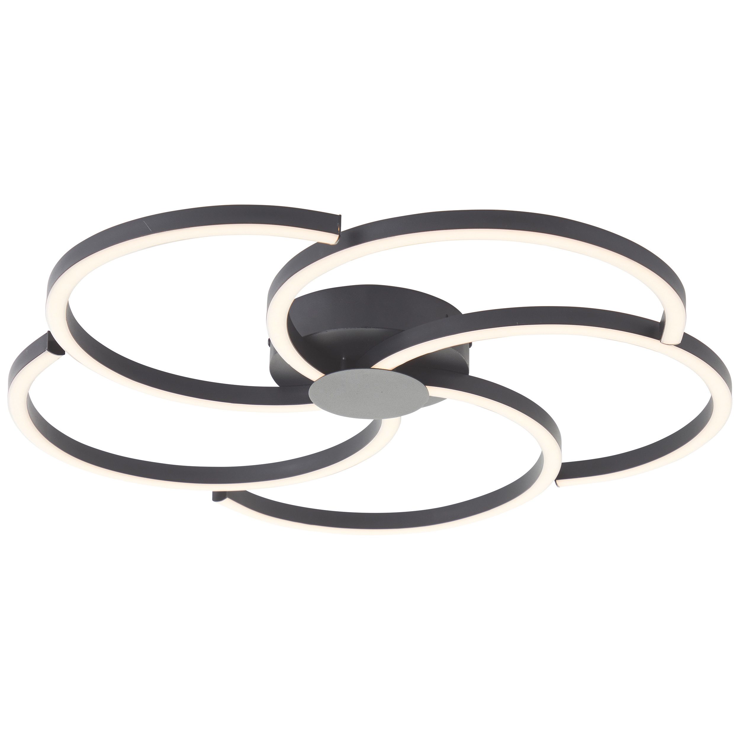Brilliant Leuchten Led-plafondlamp Fico Ø 57 cm, 3300 lm, 3000 K, 3-standen dimbaar, aluminium, zwart