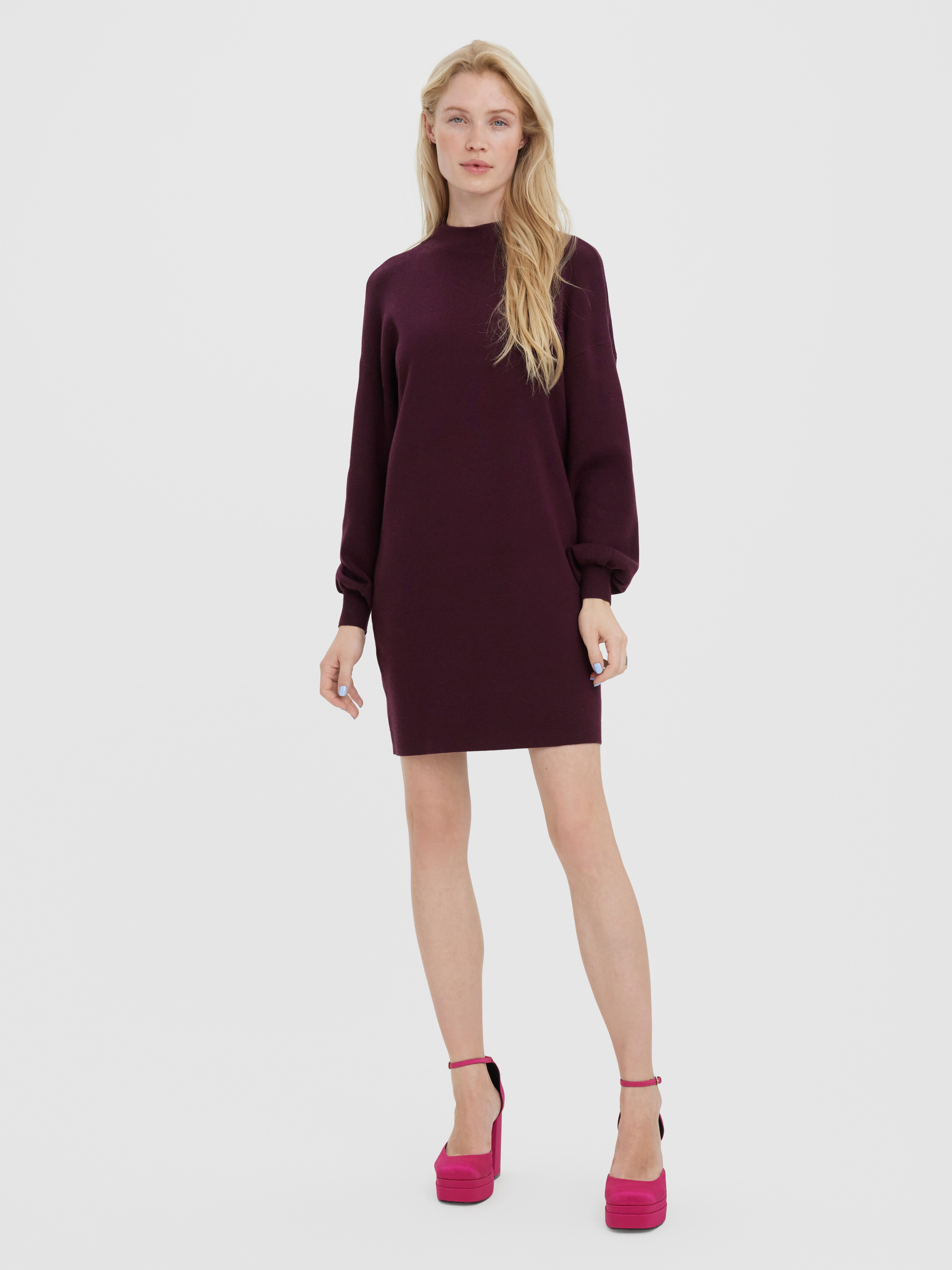 Vero Moda Gebreide jurk VMNANCY LS FUNNELNECK DRESS GA NOOS
