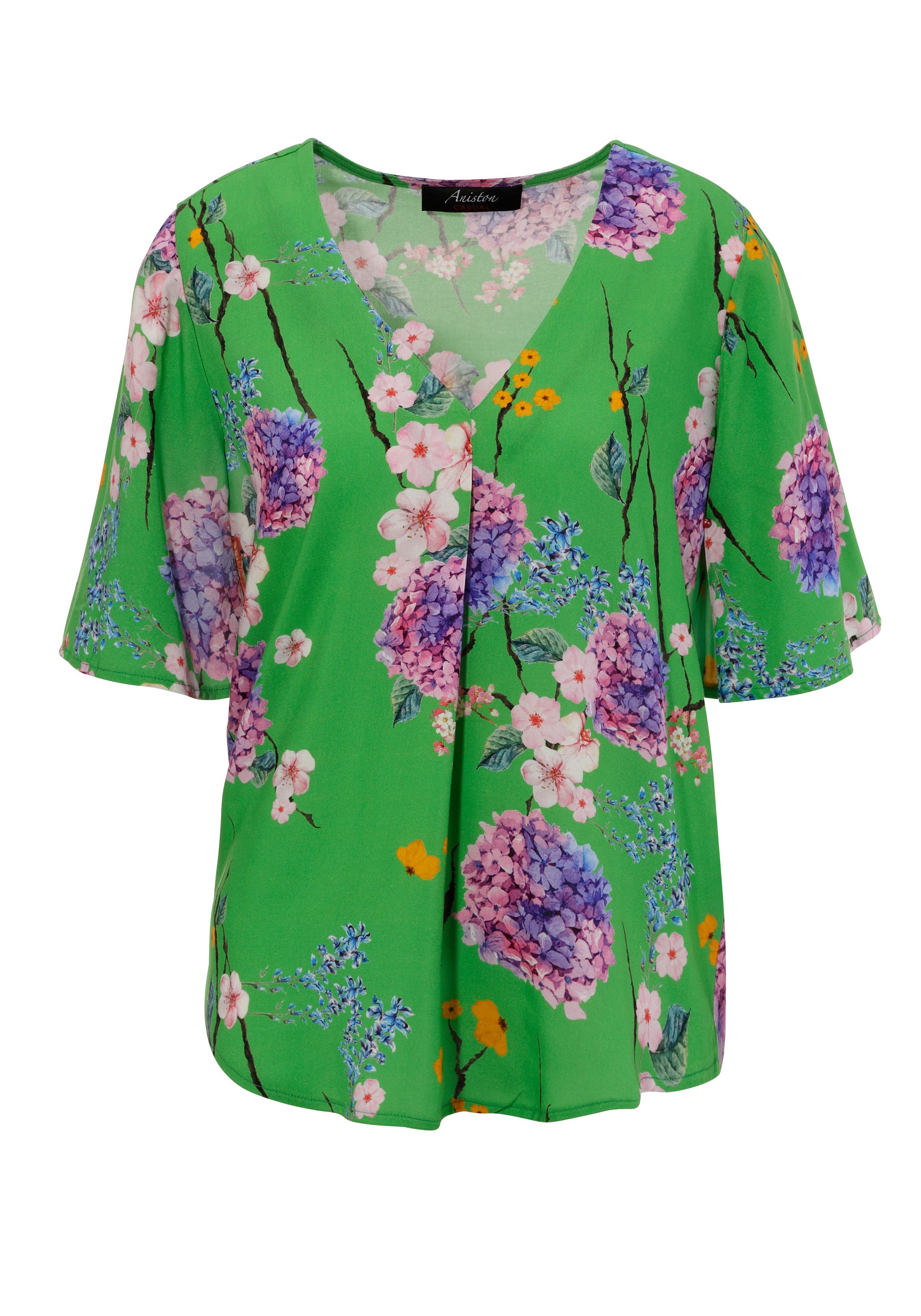 Aniston CASUAL Blouse zonder sluiting met kleurharmonische bloemdruprint - nieuwe collectie