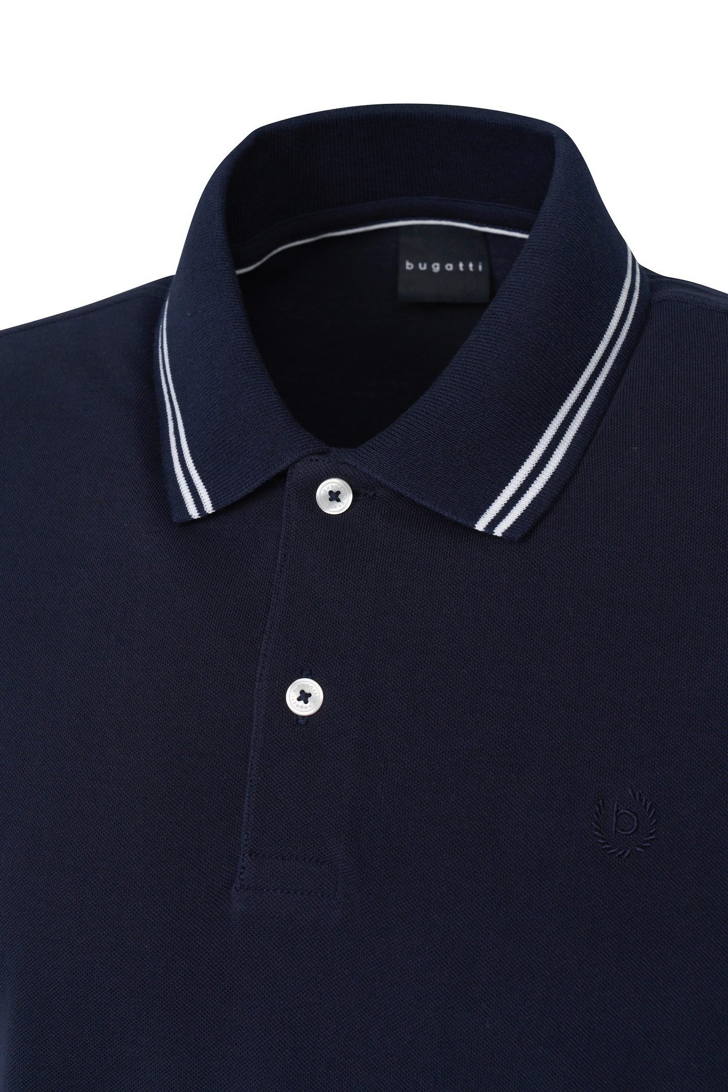 Bugatti Poloshirt met contraststrepen en borstborduursel