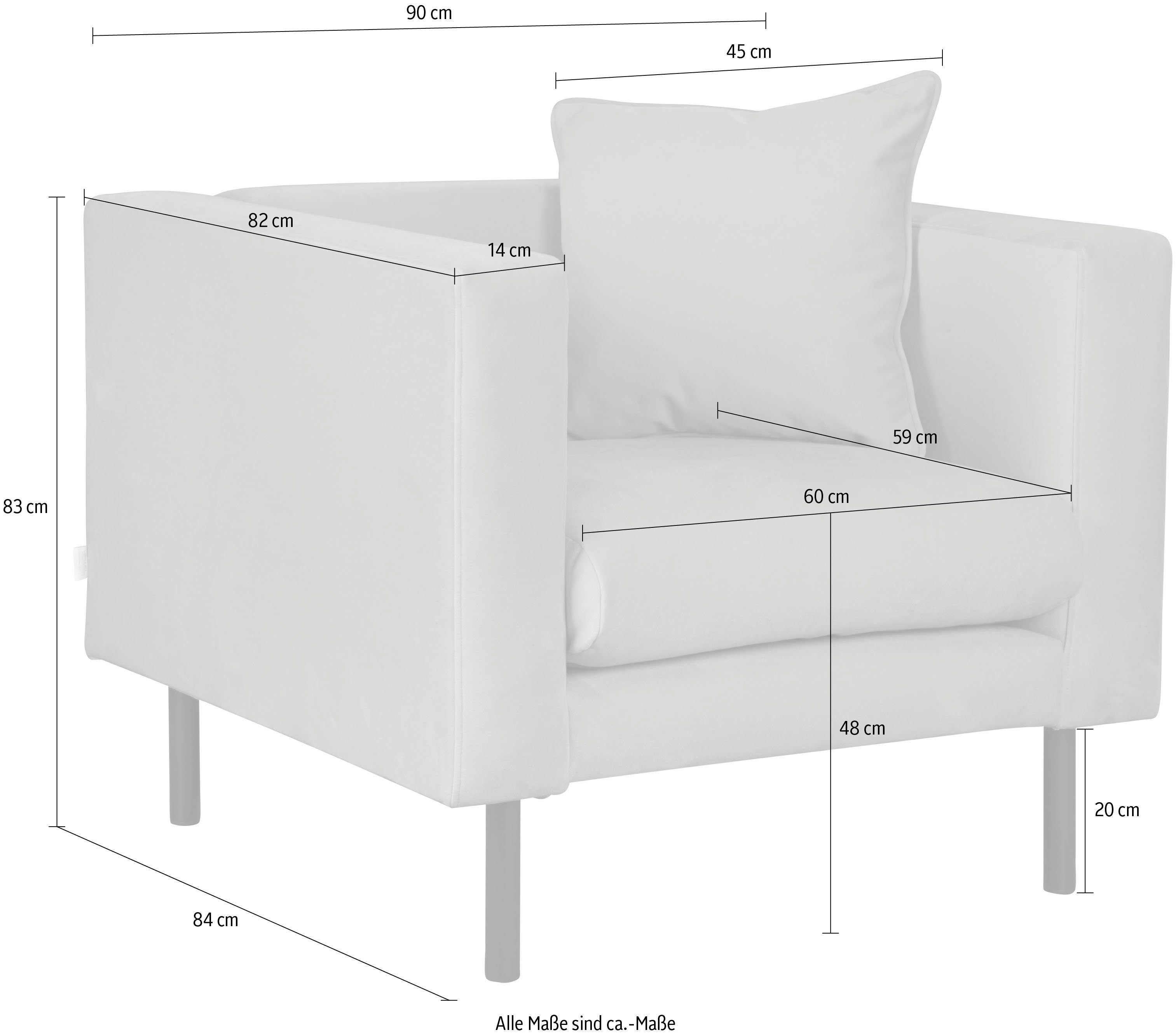Guido Maria Kretschmer Home&Living Fauteuil Lillibeth cocktailsstoel, loungesstoel, afmetingen B/D/H: 90/74/83 cm Sierkussen als tweezijdig te gebruiken kussen 45x45 cm, in fluwelige look of cord
