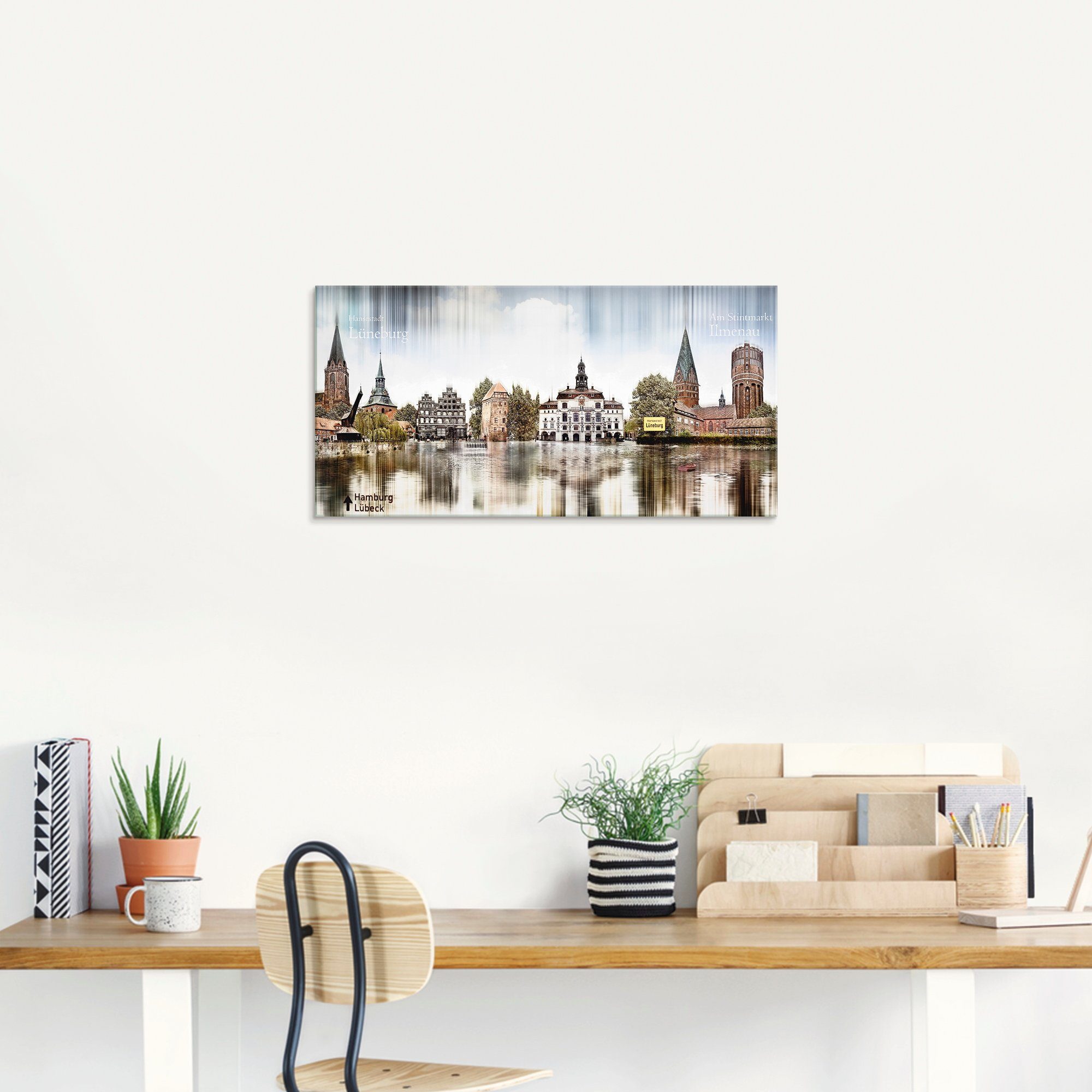 Artland Print op glas Lüneburg skyline abstracte collage