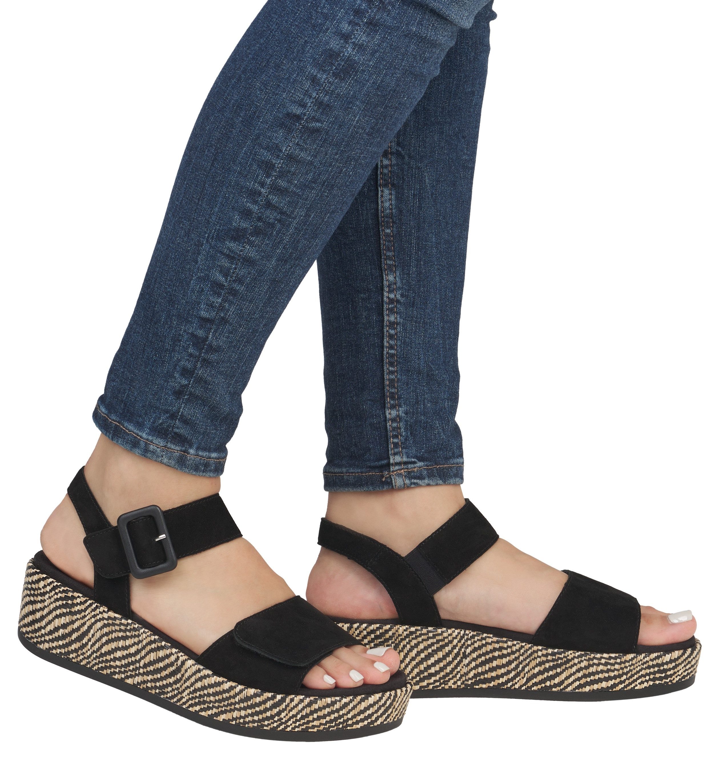 Remonte Sandaaltjes Elisabeth Hurley-Collection Sleehak, zomerschoen, sandaal met bandjes en bekleed plateau