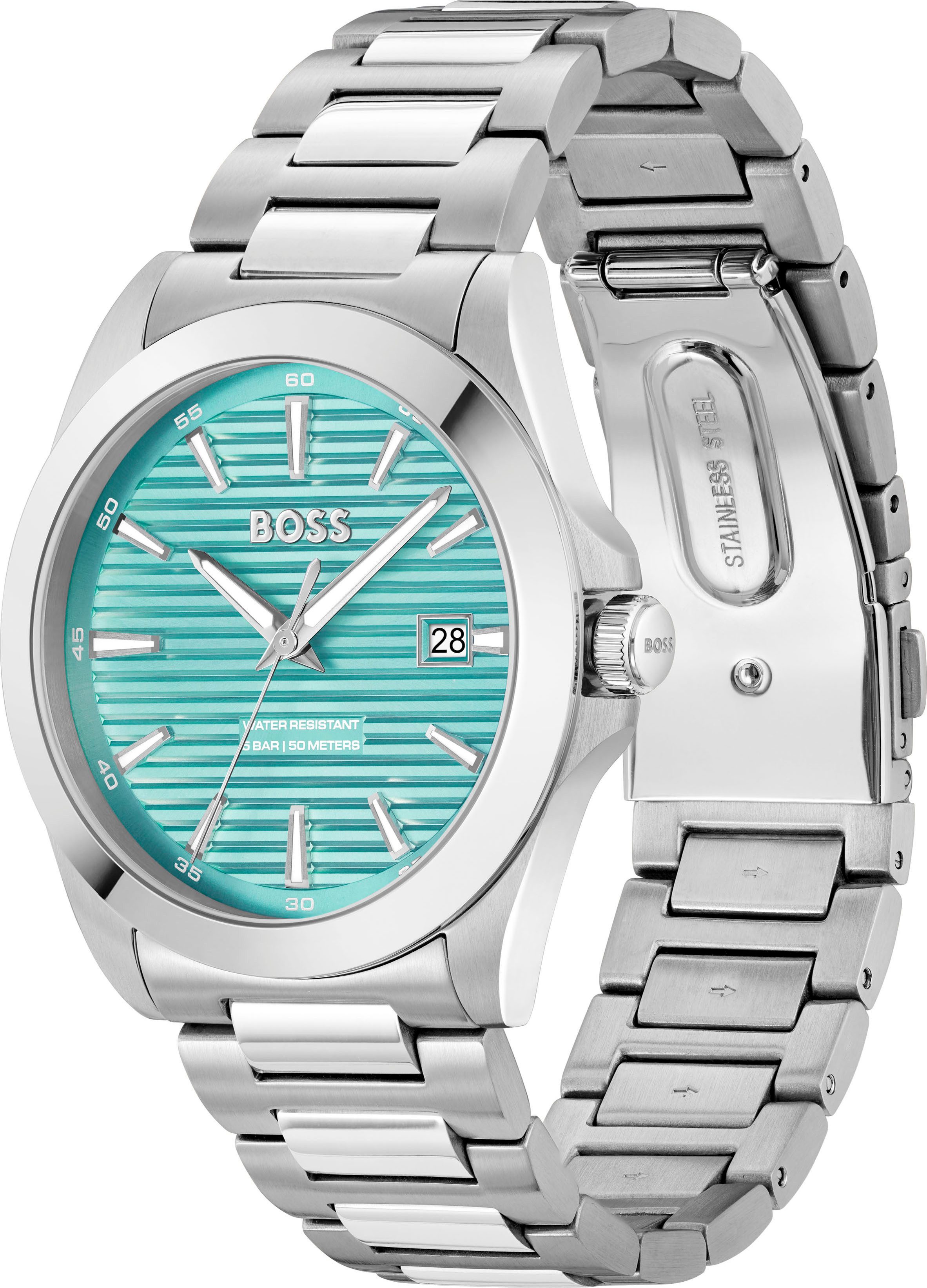 Boss Kwartshorloge Strike Horloge, dameshorloge, herenhorloge, stalen band, analoog, dag