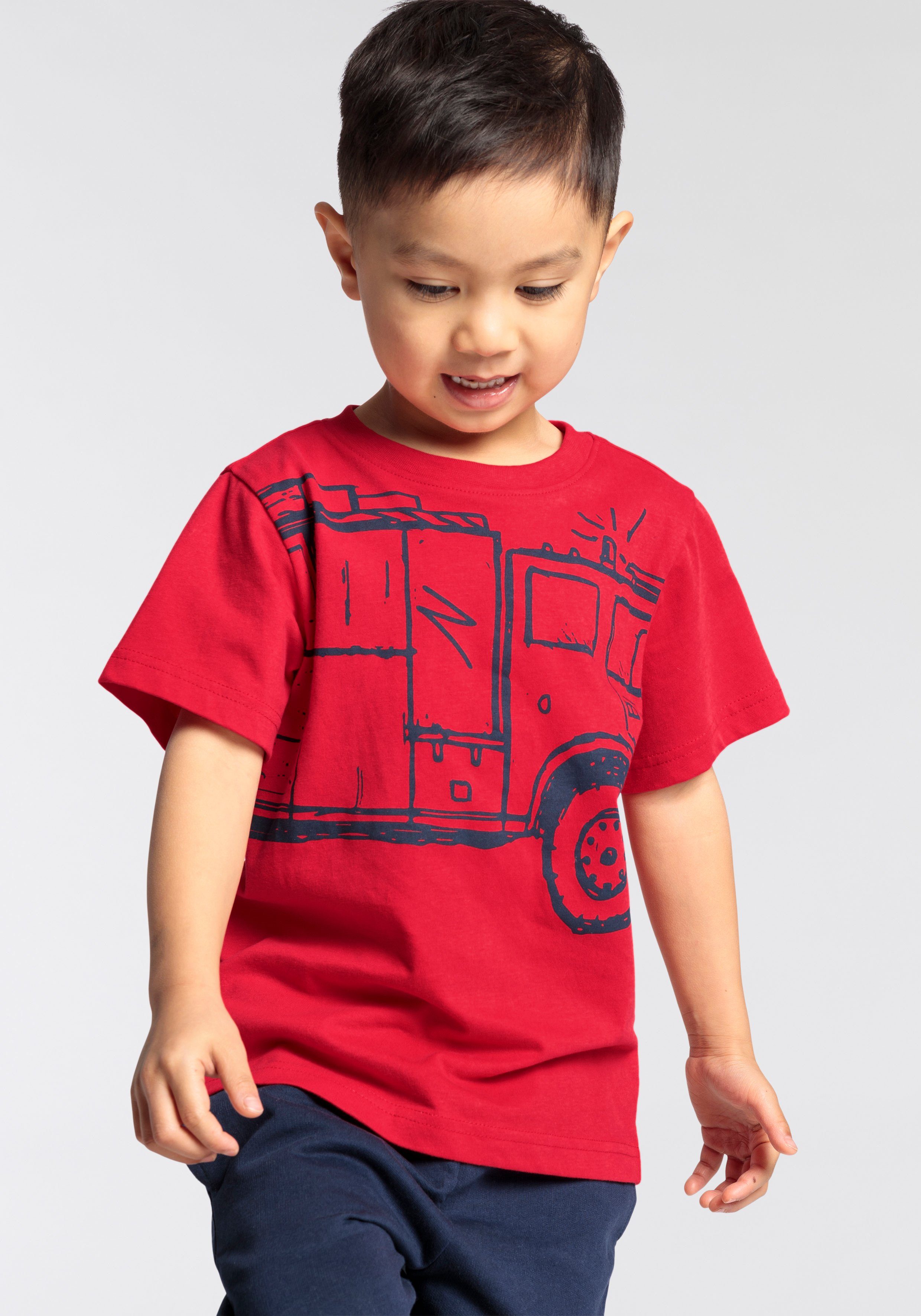 KIDSWORLD T-shirt Brandweer Korte mouwen, basic pasvorm, met trendy print, ronde hals