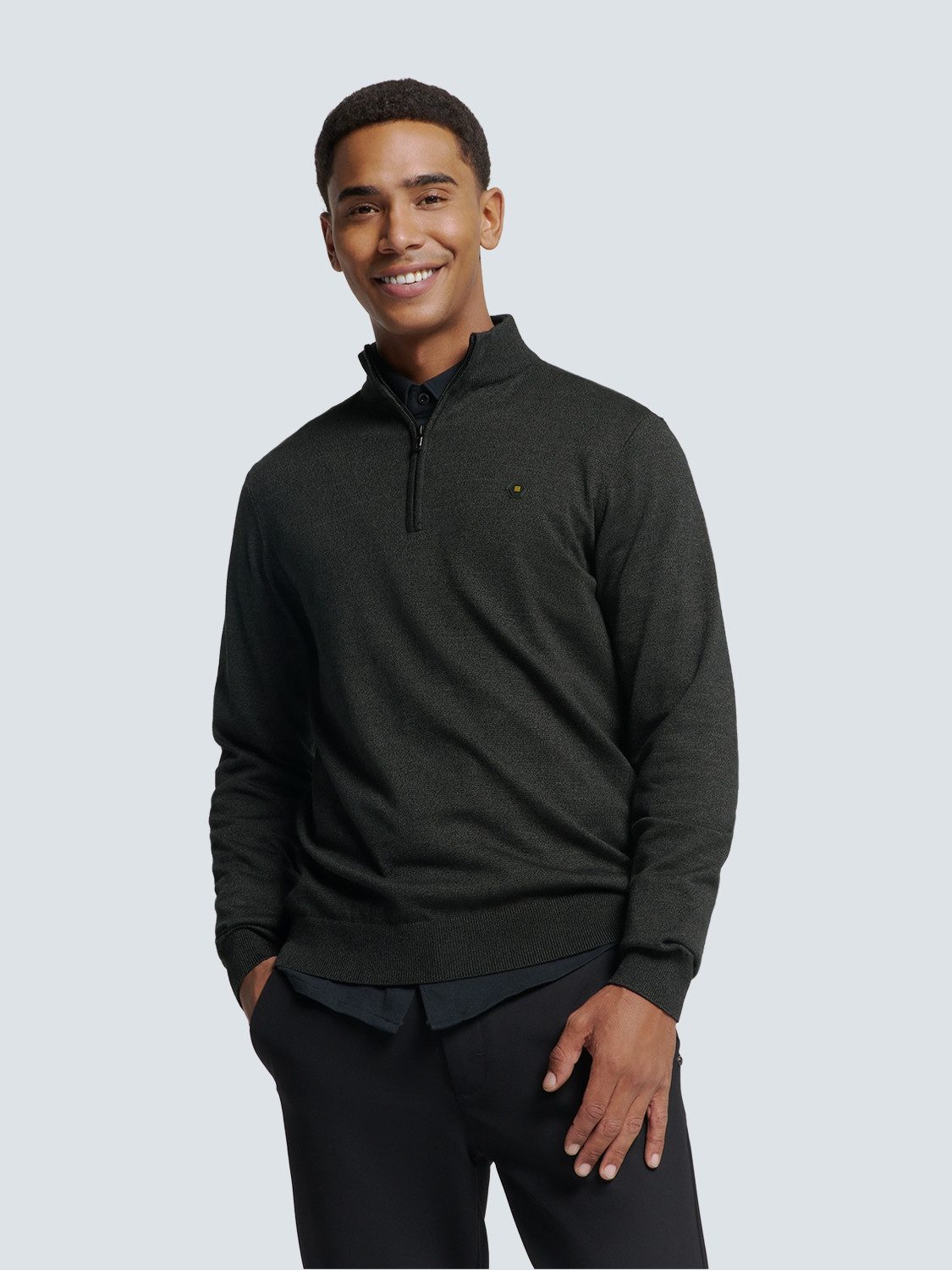 NO EXCESS Schipperstrui met halve ritssluiting heren pullovers maat M grijs