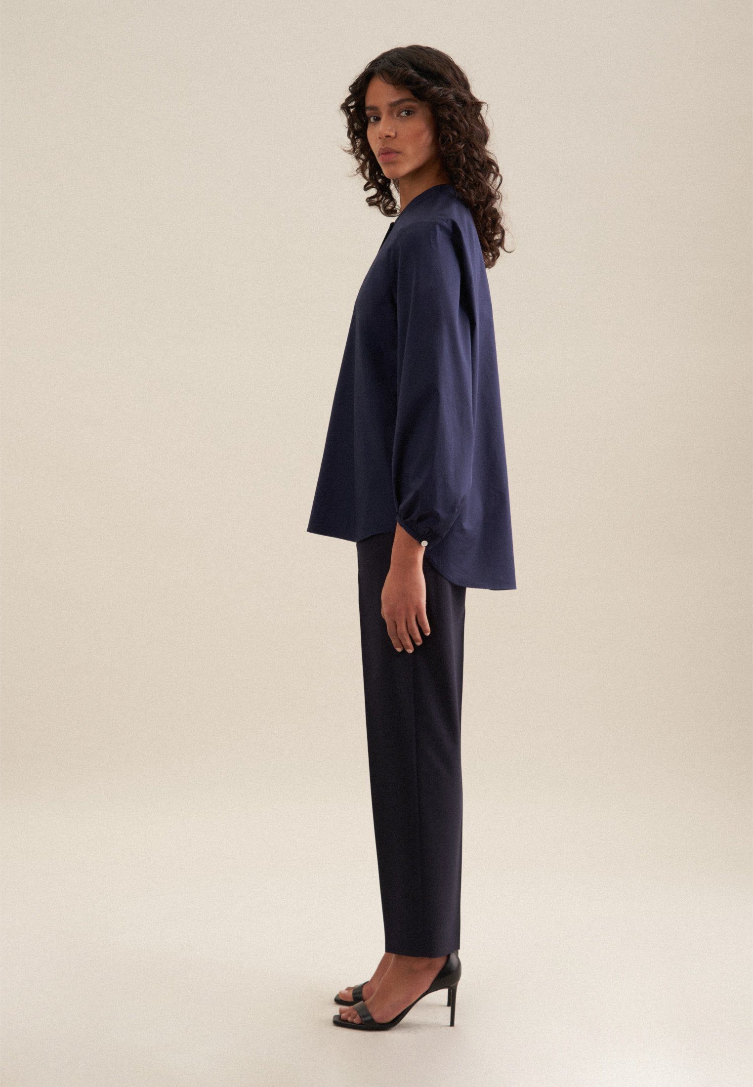 seidensticker Klassieke blouse Zwarte roos Lange mouwen kraag uni