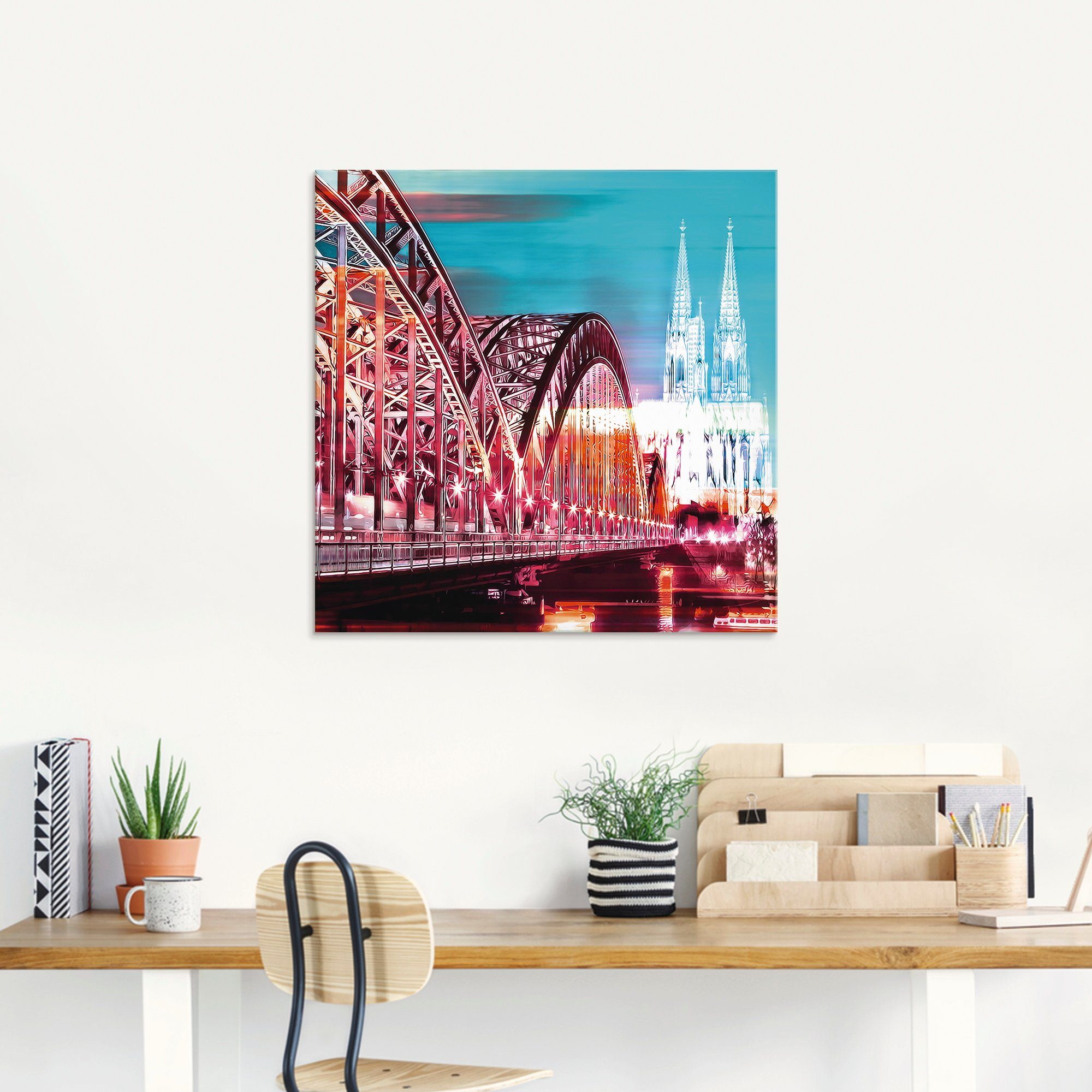 Artland Print op glas Keulen Skyline abstracte collage 13