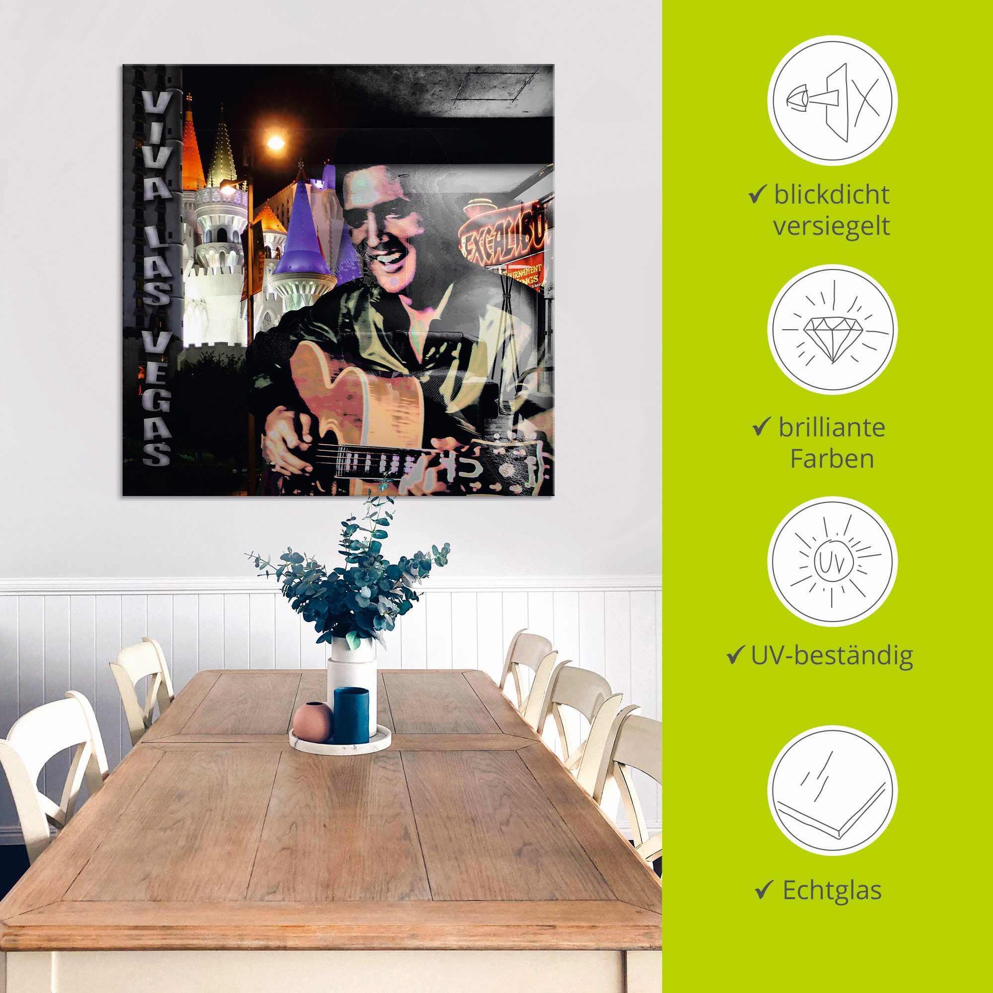 Artland Print op glas Elvis Presley in verschillende maten
