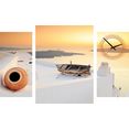 conni oberkircher´s beeld met klok impression met decoratieve klok, boot, vakantie, ontspanning, mediterraans (set) multicolor