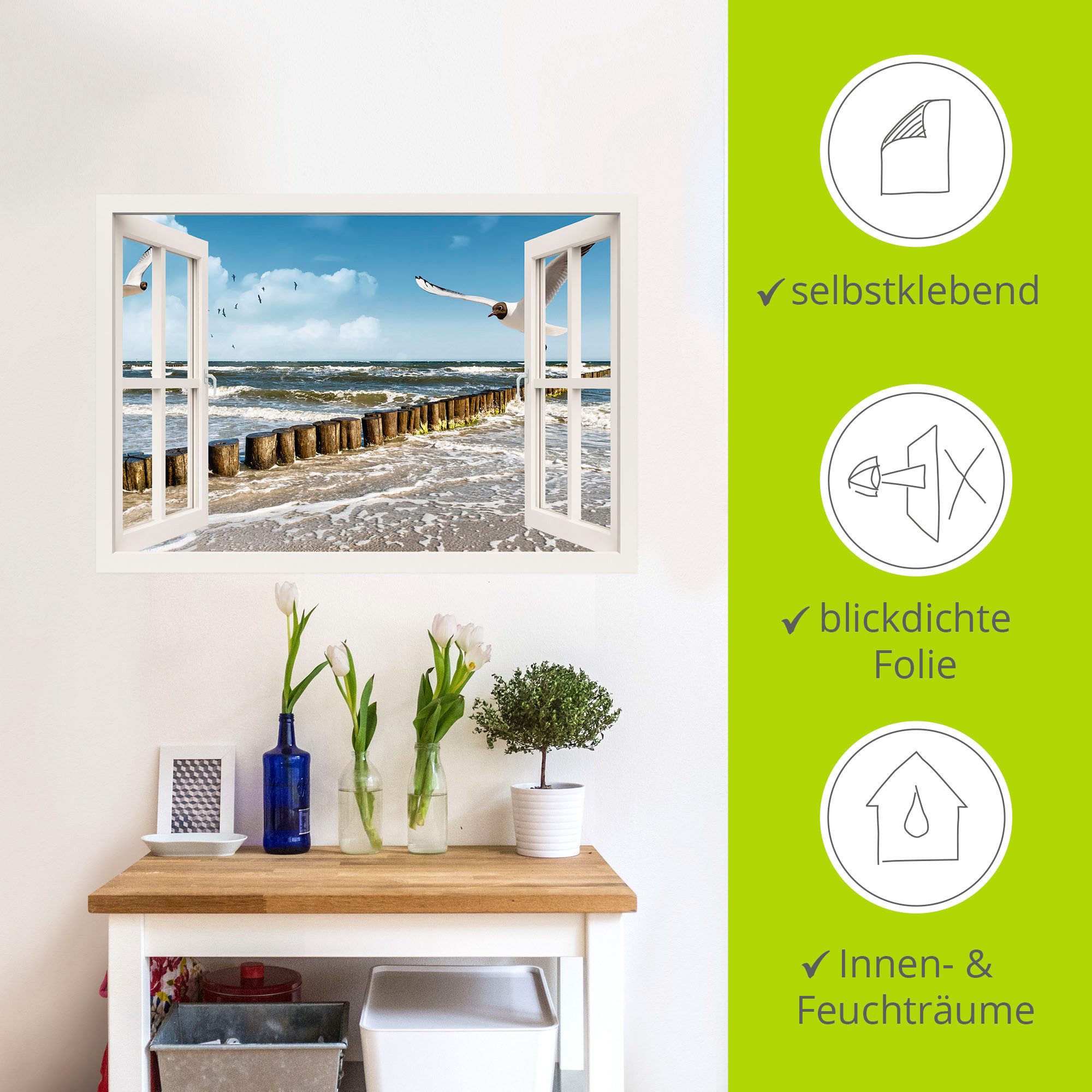 Artland Artprint Blik uit het venster - Oostzee als artprint op linnen, poster, muursticker in verschillende maten