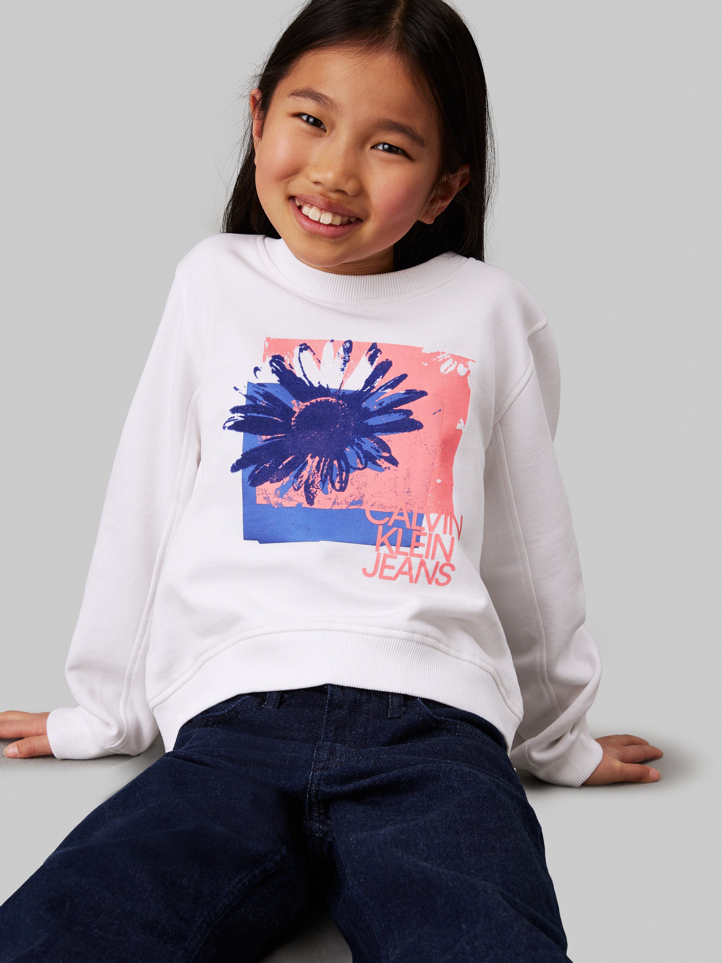 Calvin Klein Sweatshirt Flower Graphic Cn Sweatshirt voor kinderen tot 16 jaar en met logoprint