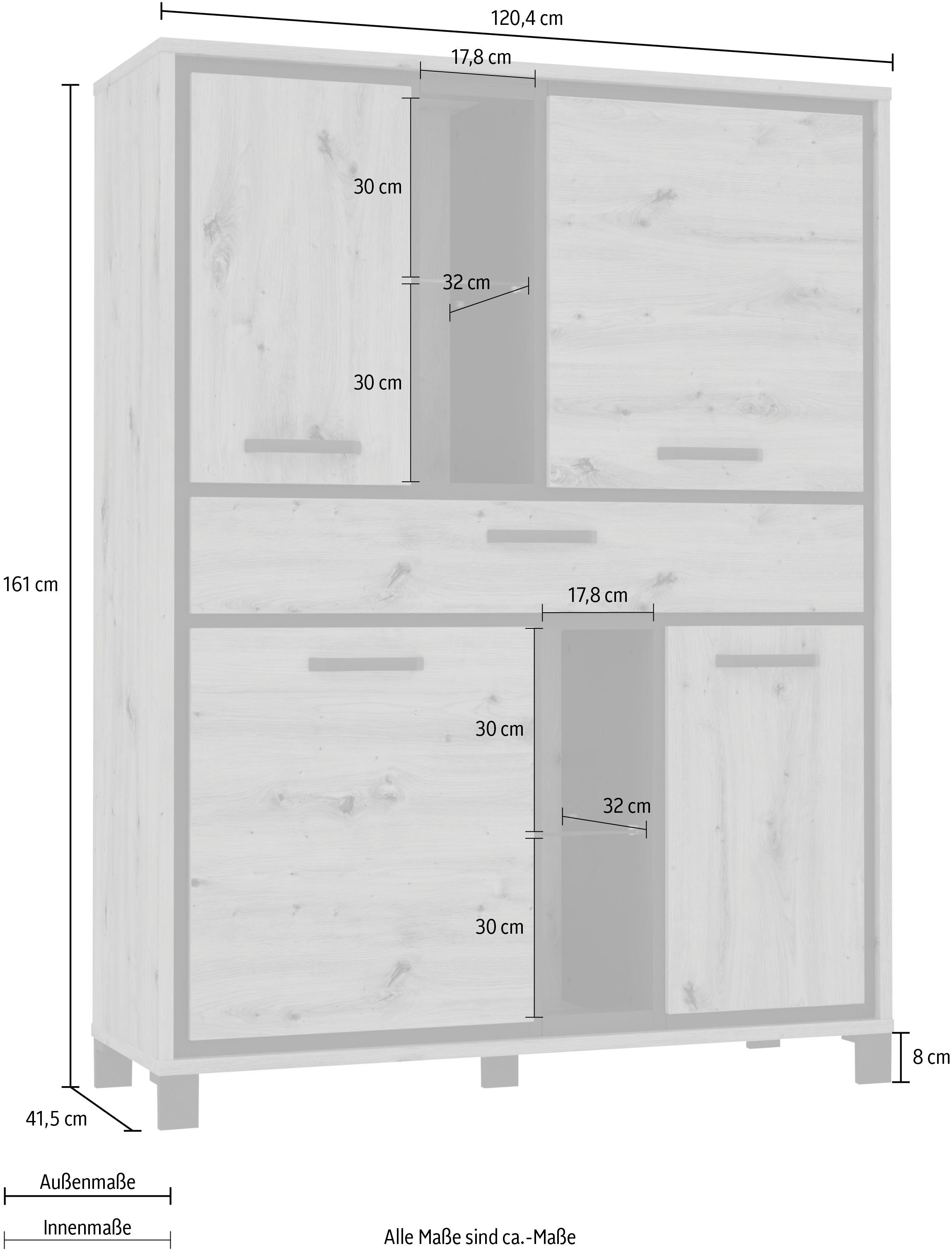 FORTE Highboard Trondheim Hoogte 161 cm