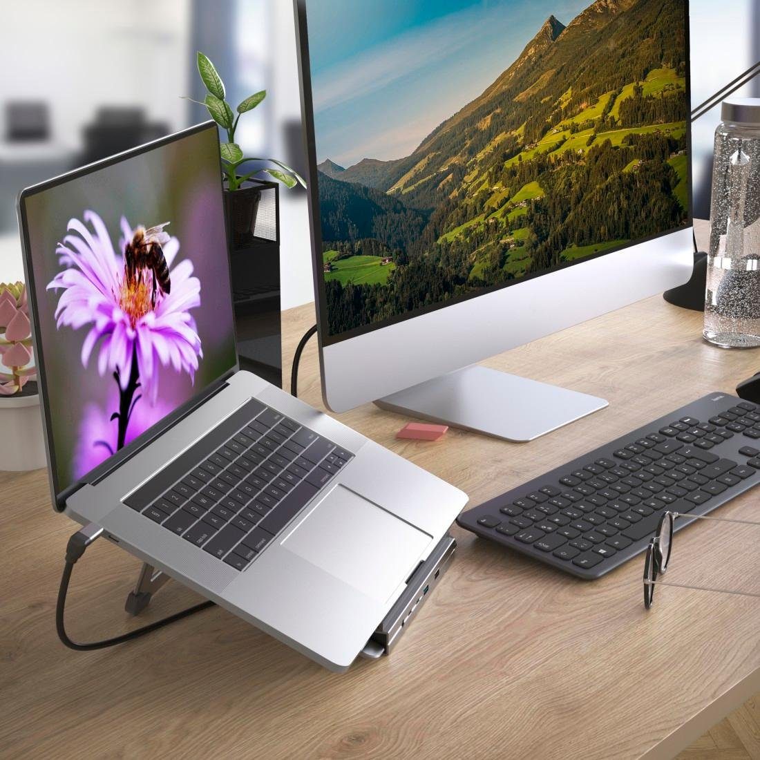 Hama Laptop-dockingstation USB-C dockingstation, stand notebook houder 12 poorten voor laptop 4x usb-a, 3x usb-c, 2x hdmi, 1x displayport, 1x lan, 1x 3,5mm audio aux