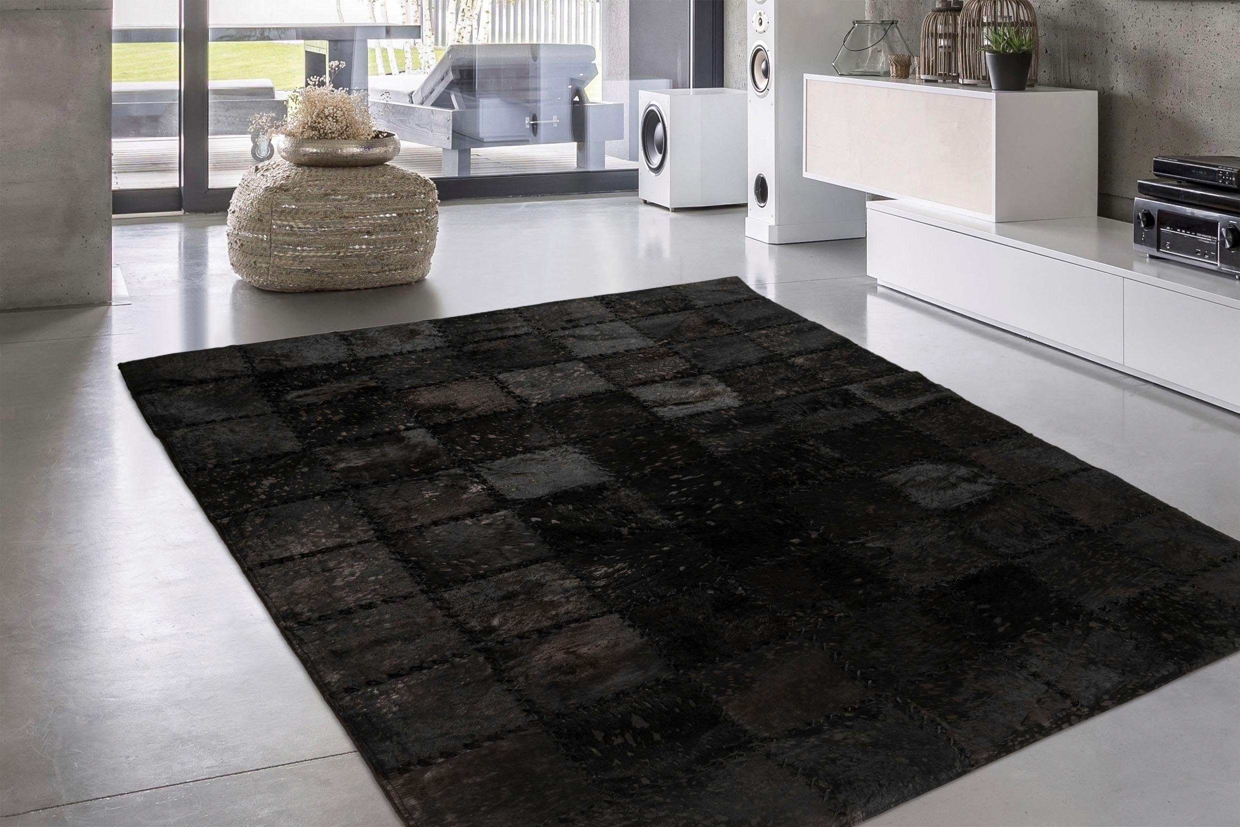 calo-deluxe Vachtvloerkleed Rankel 205 leren tapijt kleurige patchwork unieke stukken, echt rundsleder, woonkamer