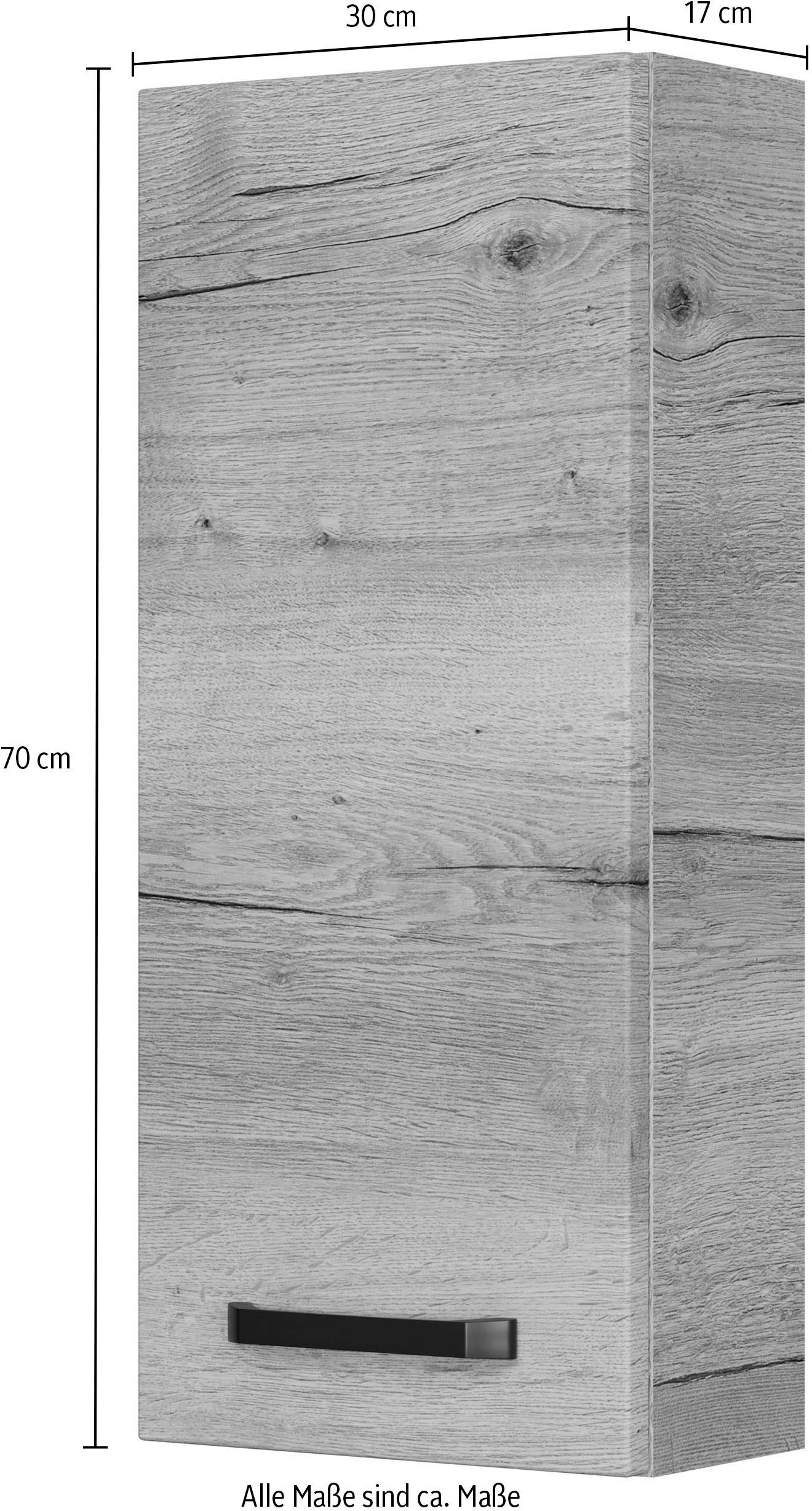 Saphir Hangkast Serie 4010 wand-badkamerkast 30 cm breed met 1 deur, 2 glazen planken