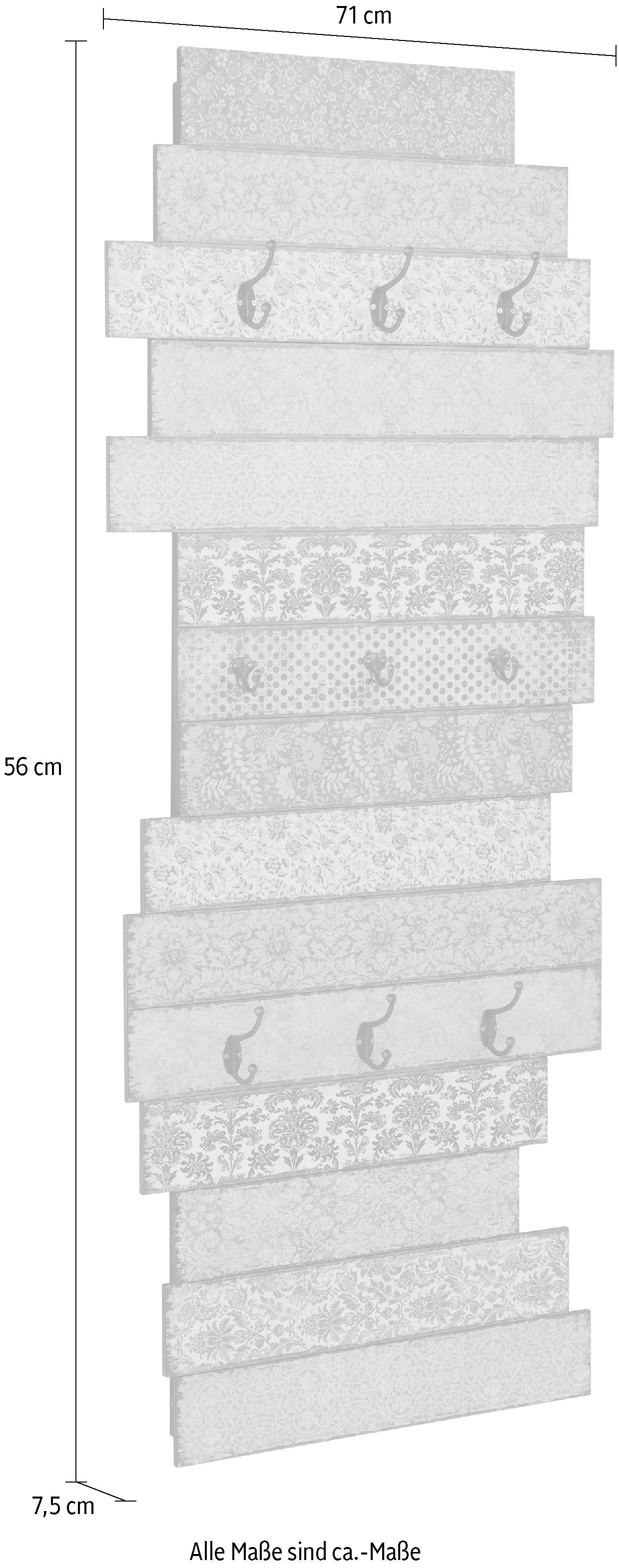 Home affaire Kapstok EMMA Kapstok met kapstokhaken, pastelkleuren, Shabby look