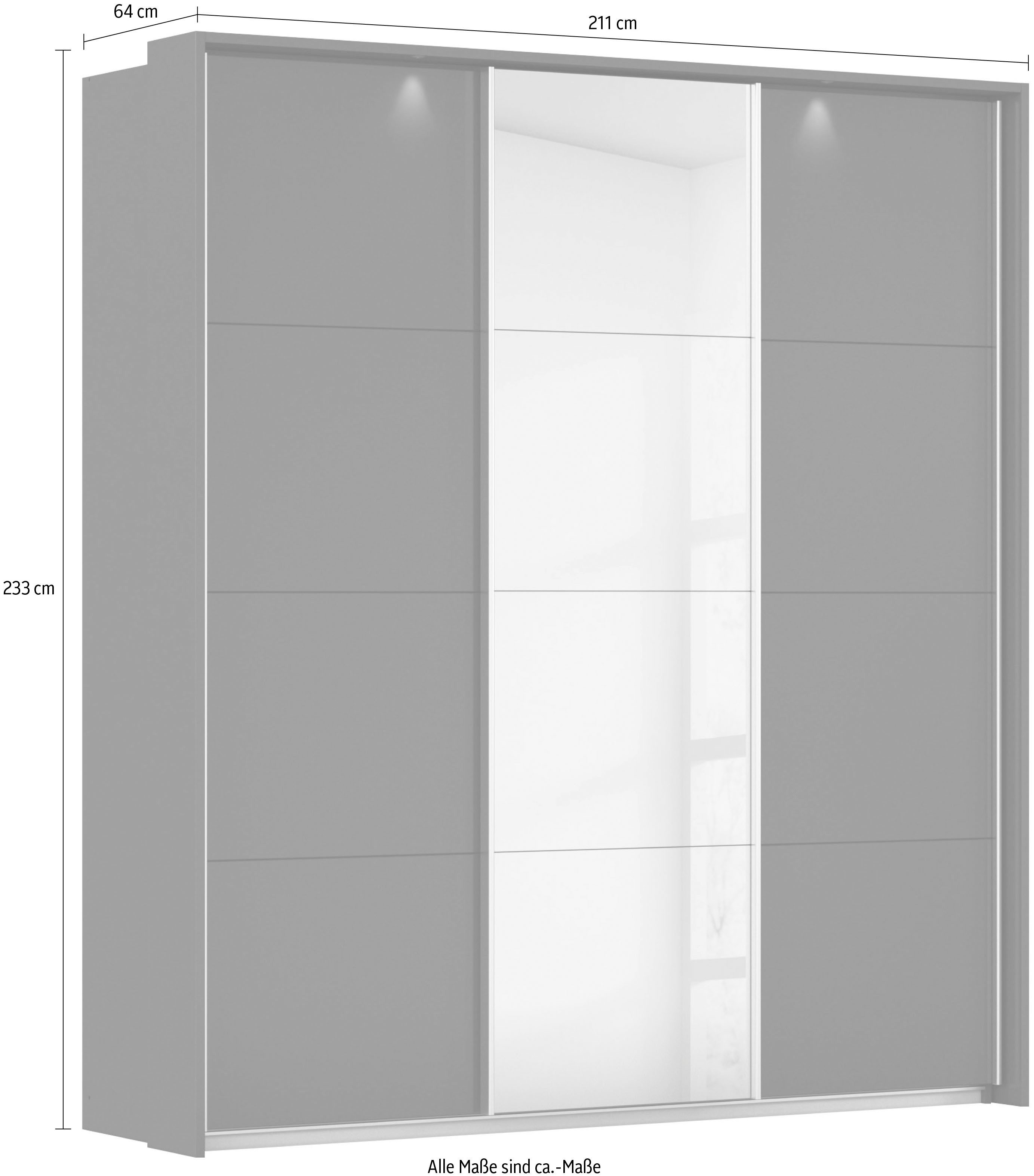 rauch Schuifdeurkast Kledingkast kast garderobe CORTONA met passe-partout en optionele verlichting inclusief indeling 2 boxen en planken