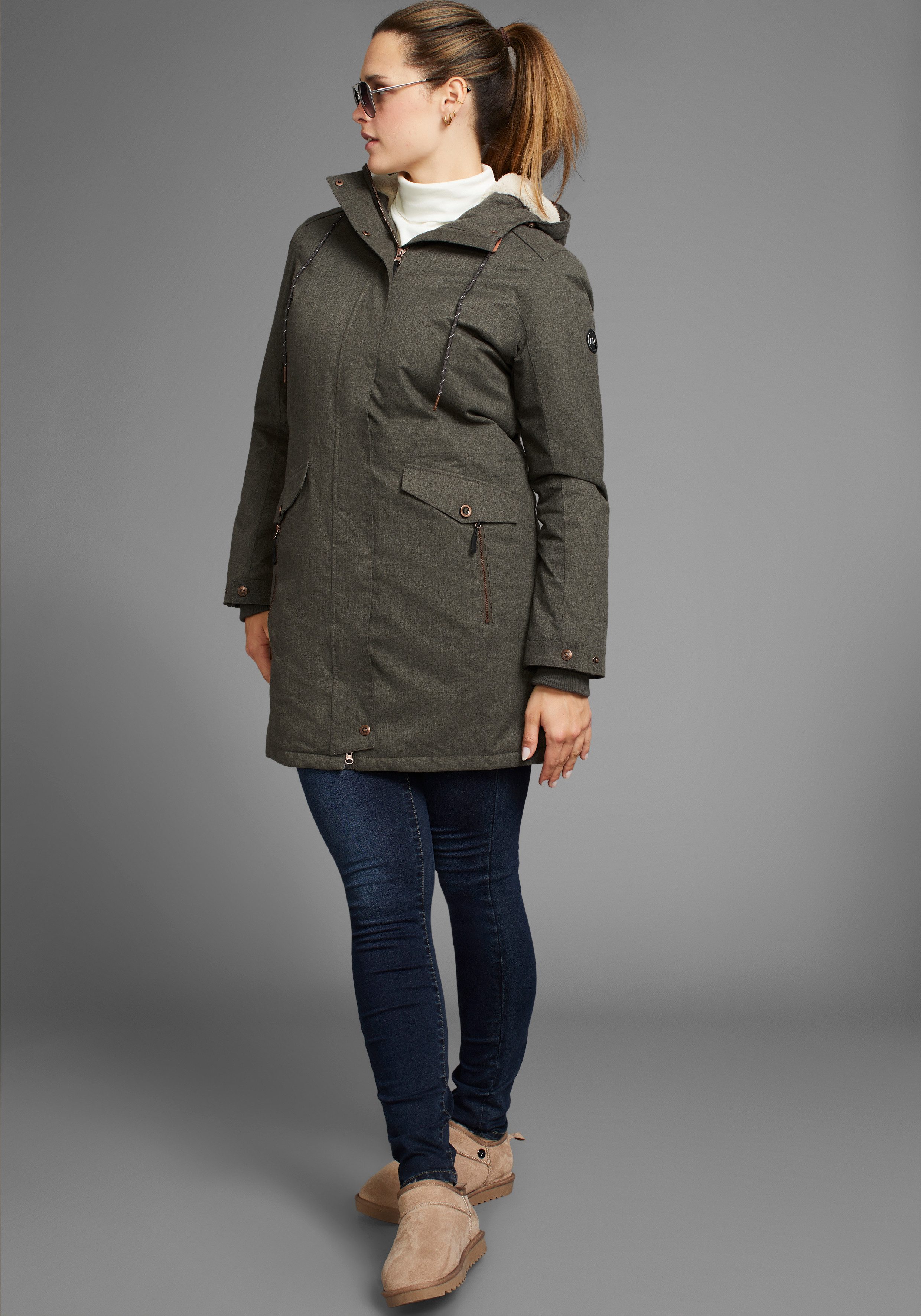 Polarino Outdoorjack ademend materiaal waterdicht winddicht met capuchon