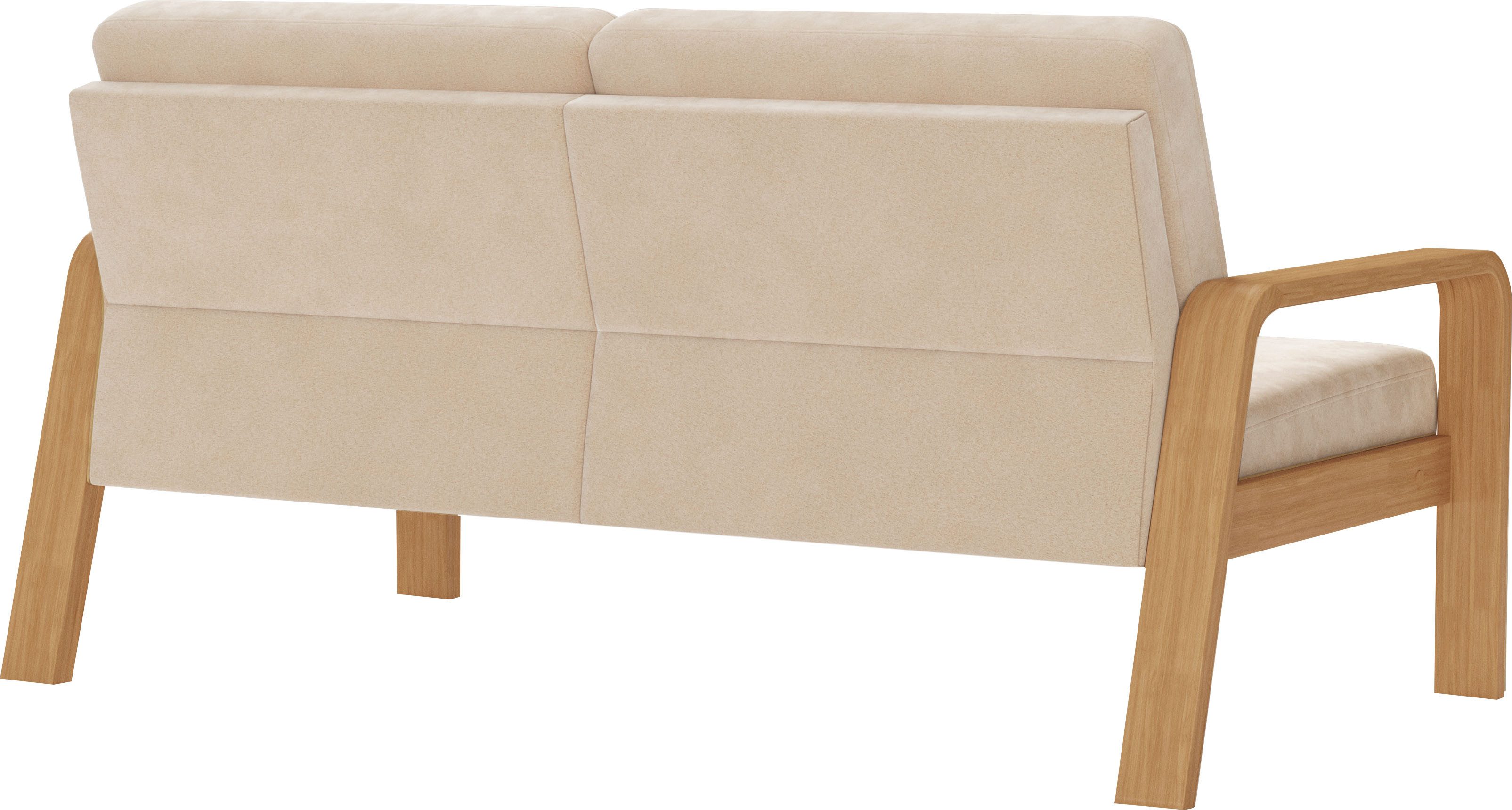 sit&more 2,5-zitsbank Kolding Armleuningen van eikenkleurig beukenhout, verschillende bekledingen en kleuren