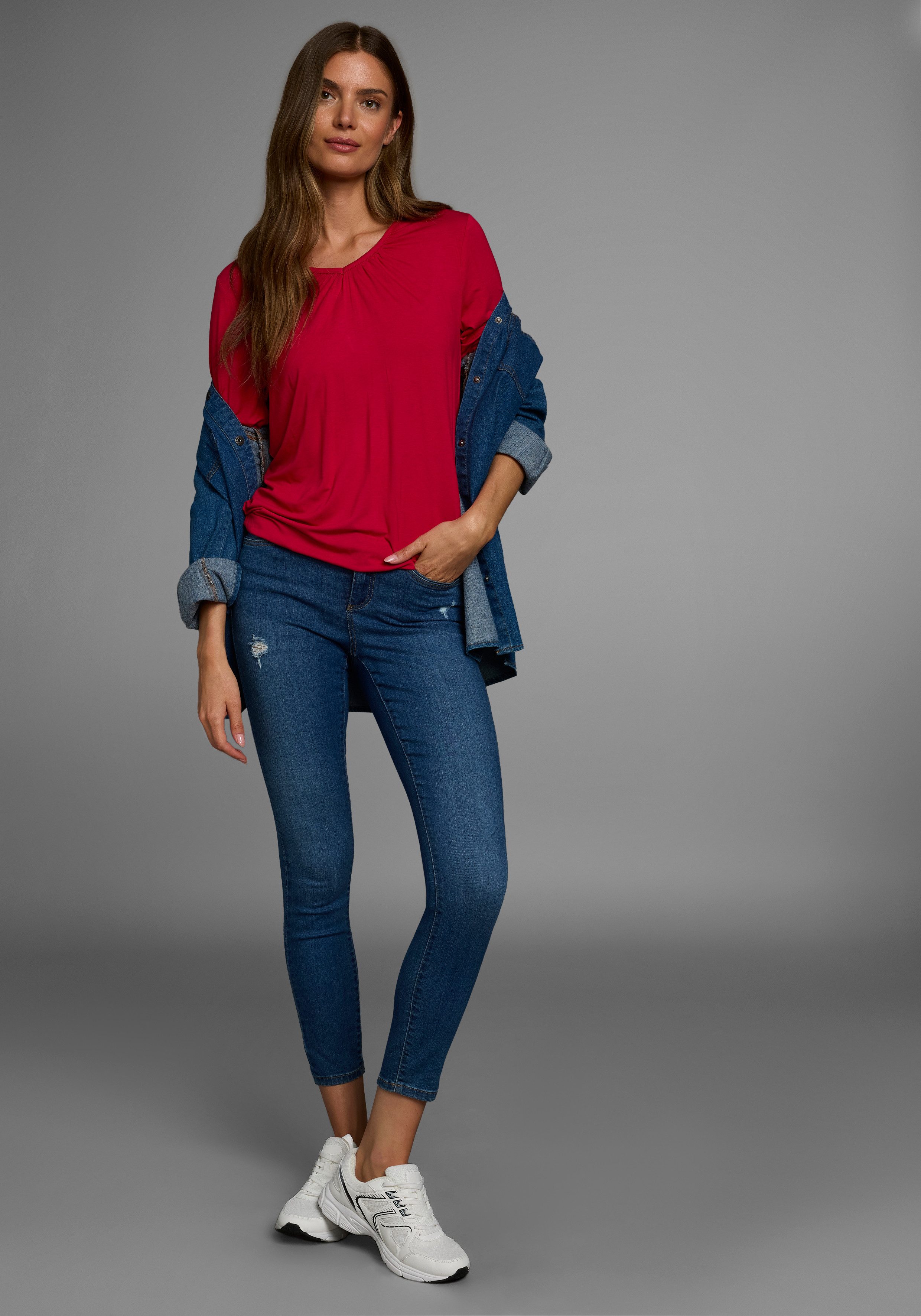 Flashlights Shirt met lange mouwen figuurvolgende snit, van viscosemix (2-delig, Set van 2)