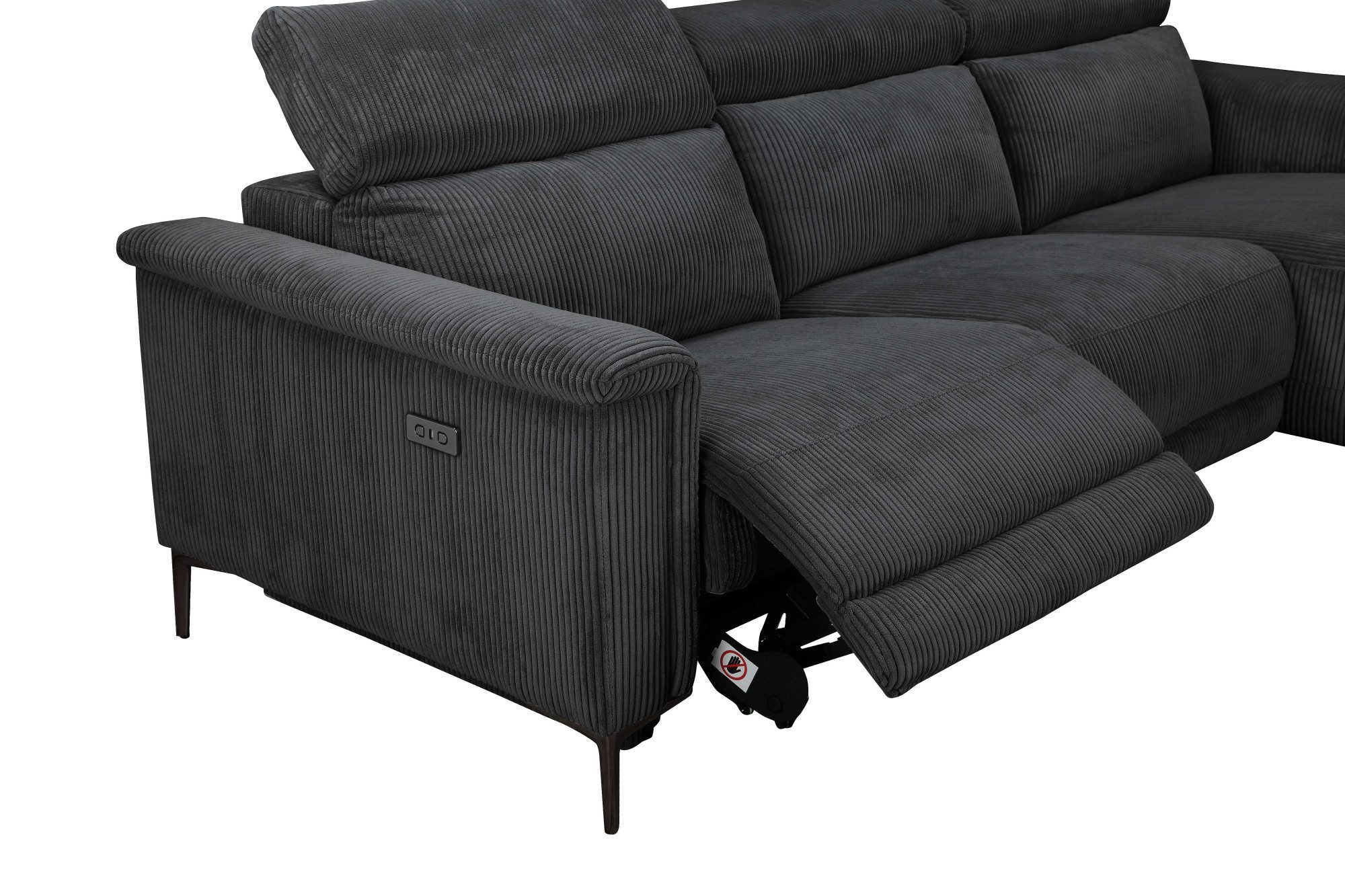 Places of Style Hoekbank Lund in cord, L-vorm, 261 cm, handmatige en elektrische relaxfunctie