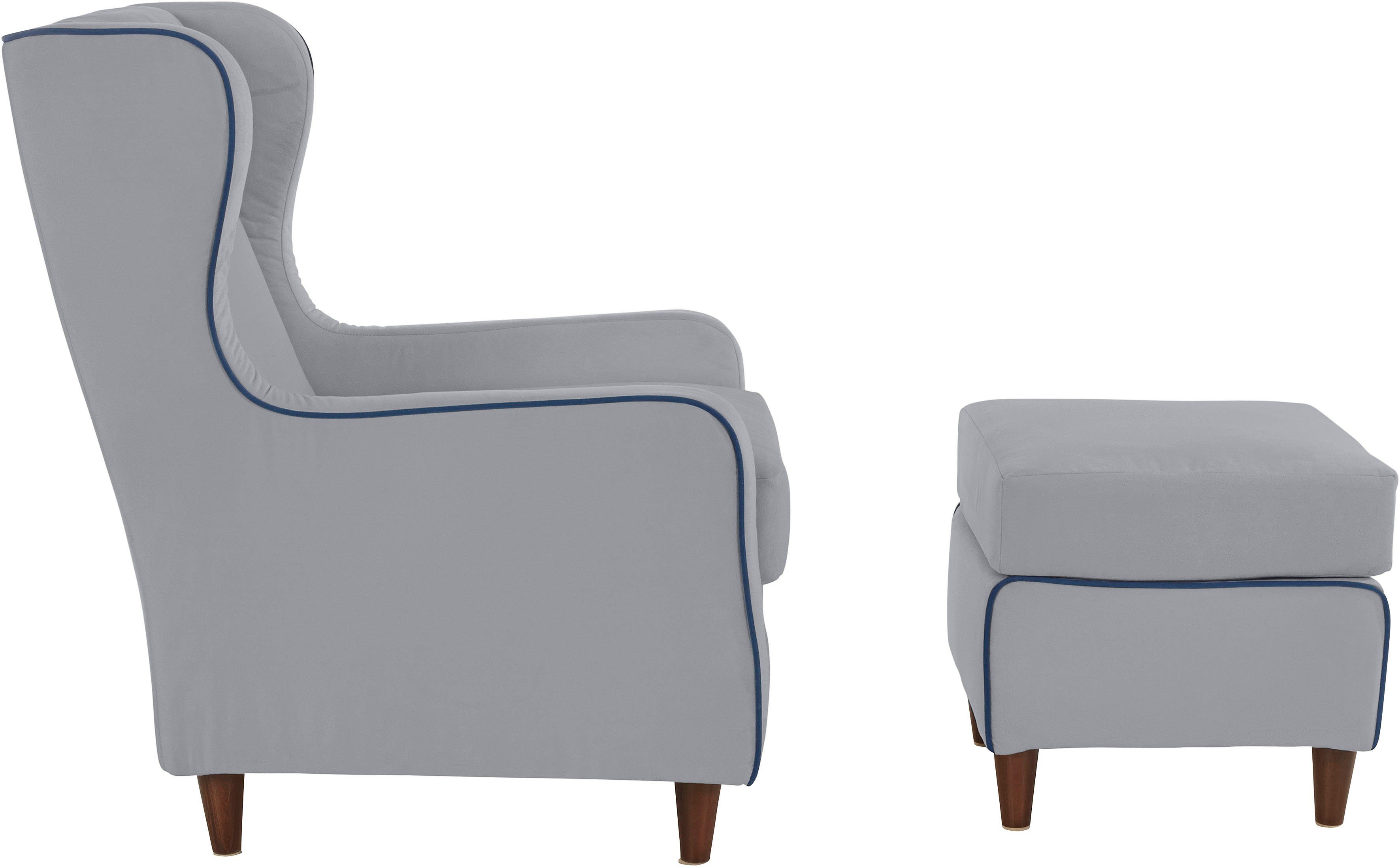 INOSIGN Oorfauteuil Rhada met contrastkleurige opstaande naad, bxdxh: 73x85x99 cm