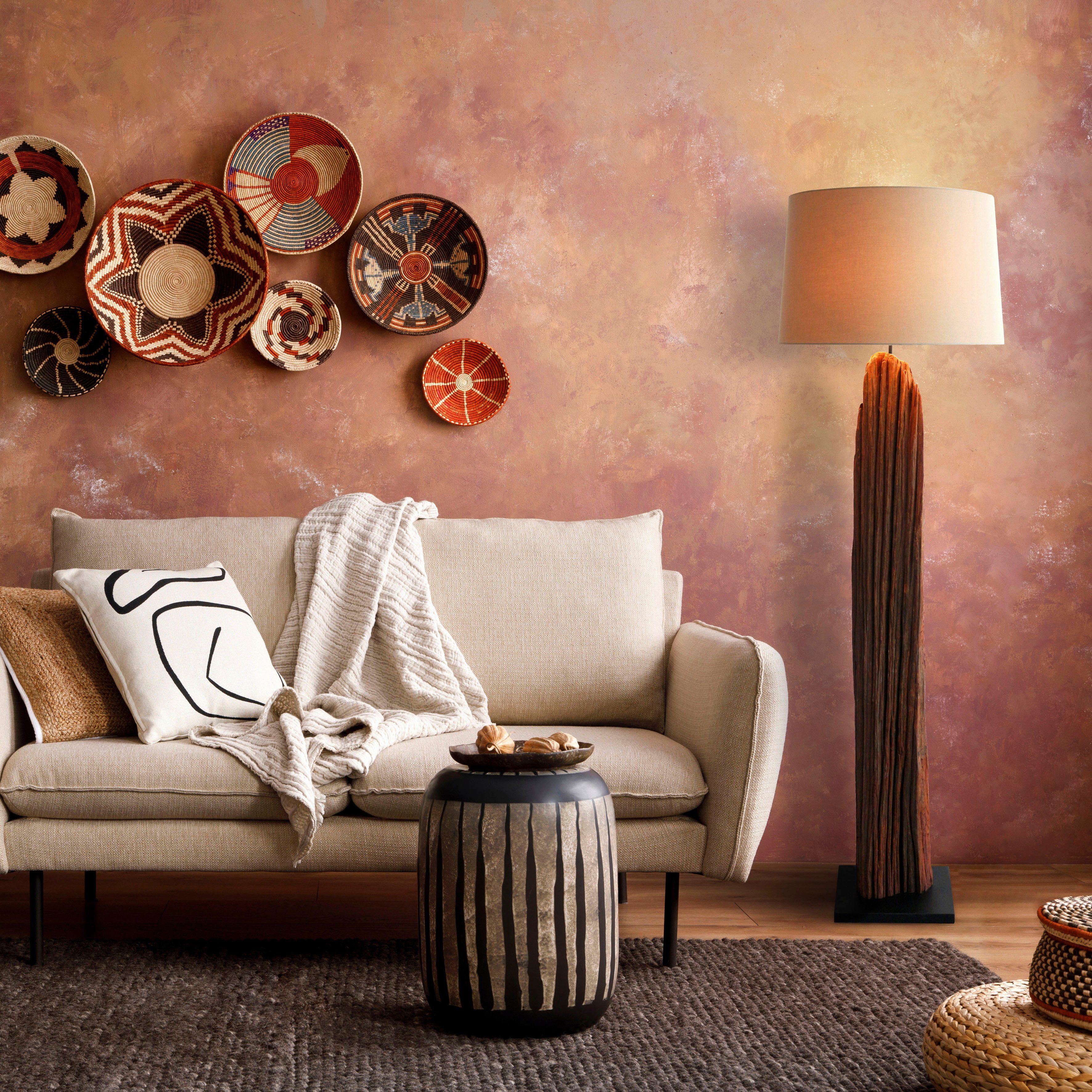 SalesFever Staande lamp Rosy handgemaakt, met linnen kap (1 stuk)