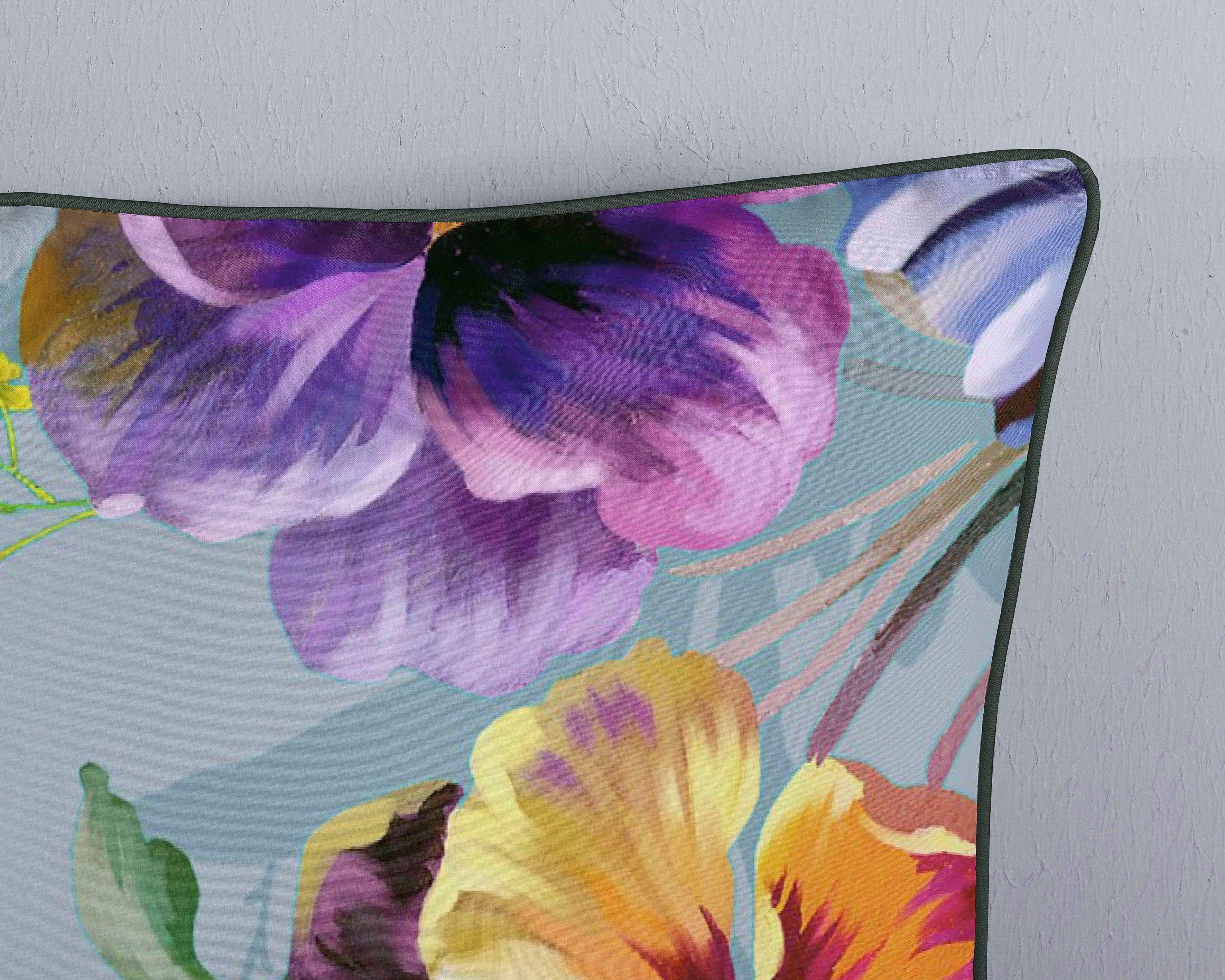 Descanso Tweezijdig te gebruiken overtrekset NOVARA Katoen, Satijn, 135x200, Bies, Rits, Omkeerbaar, Bloemen, Natuur