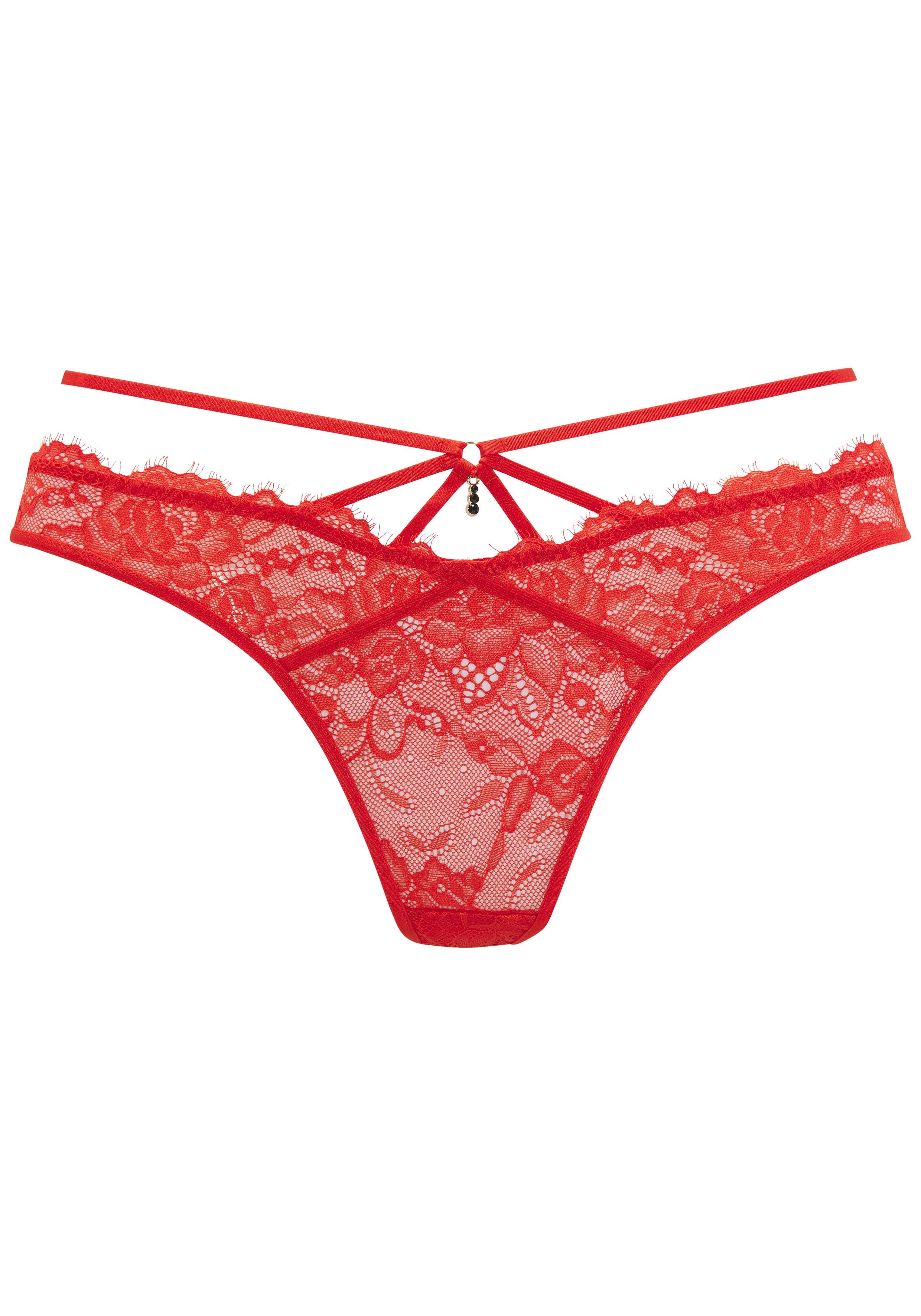 Lascana String met verleidelijke band-detail en extravagant accessoire