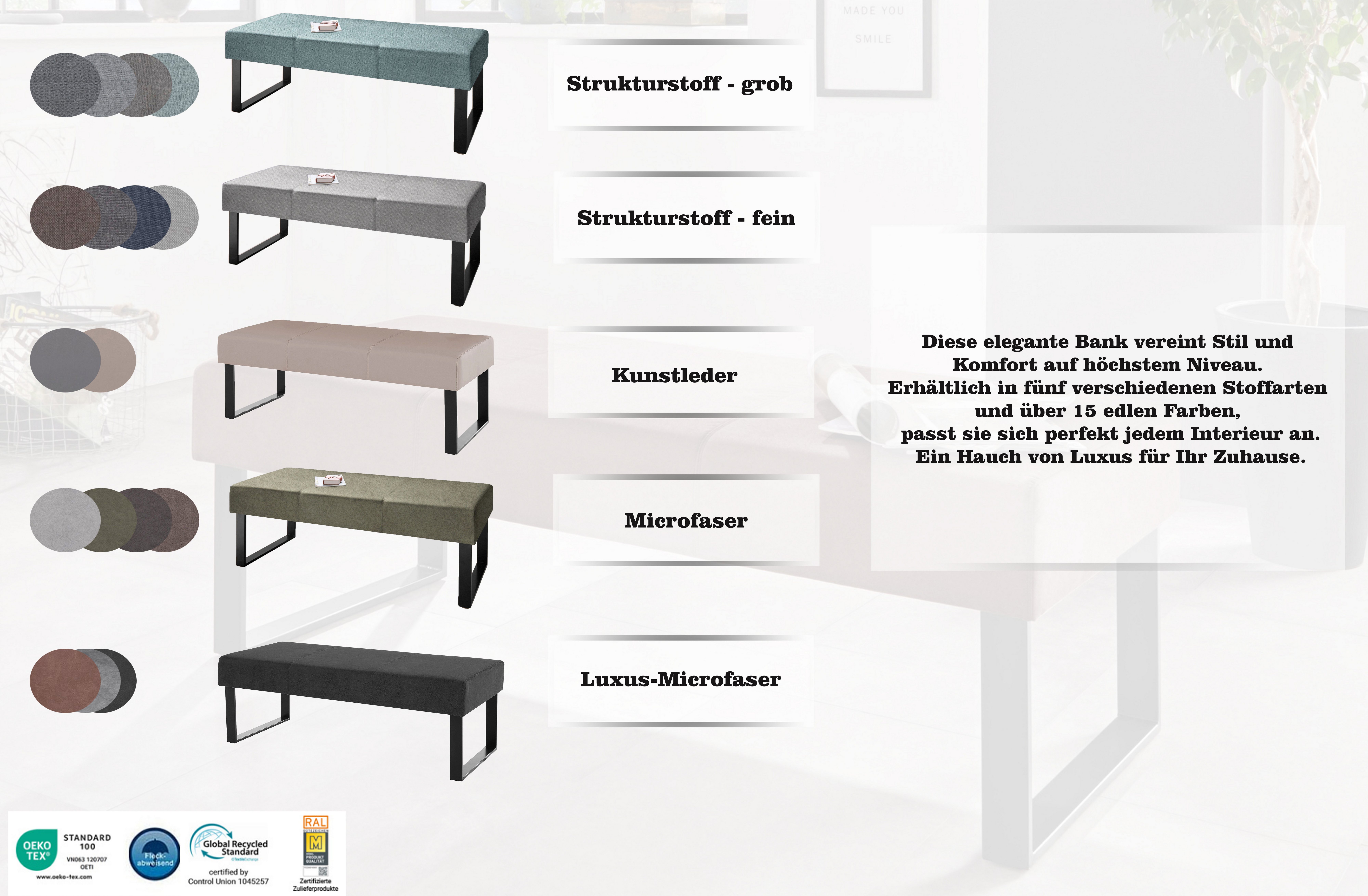 Home affaire Zitbank Oliver Breedte 140 cm, met metalen frame