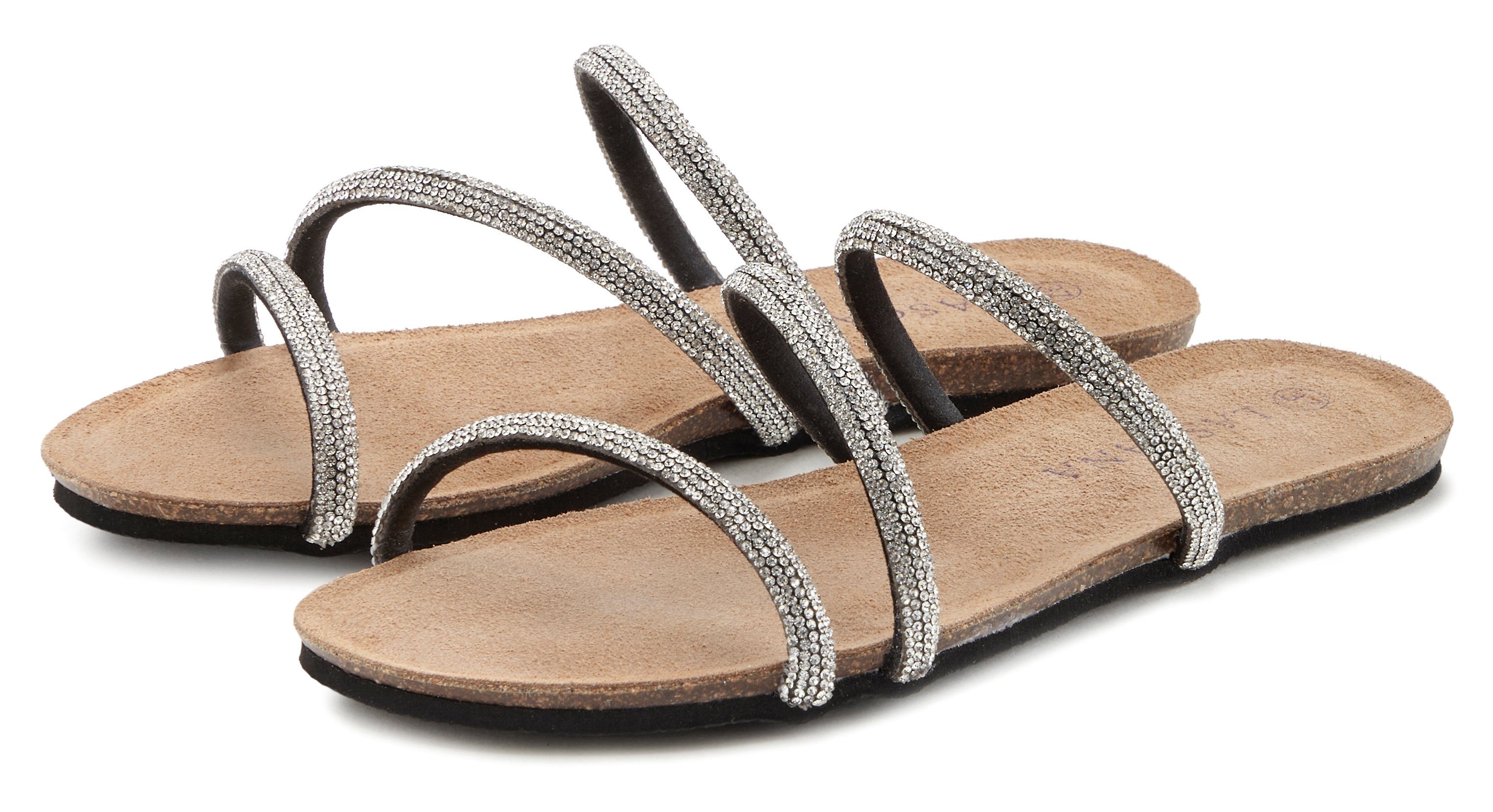 Lascana Slippers Sandalen Sandaal, mule, open schoen, hoogwaardig kurken voetbed