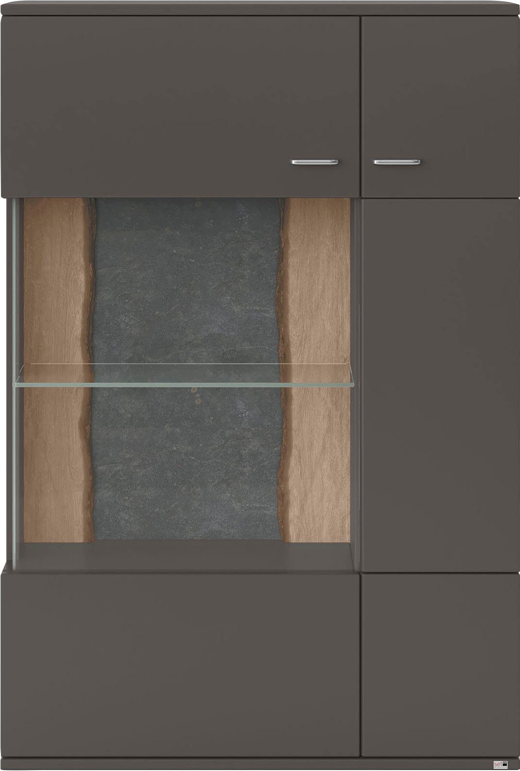 set one by Musterring Vitrinekast Tacoma Type 03/04, hoogte 143,4 cm, met getinte glasdeur