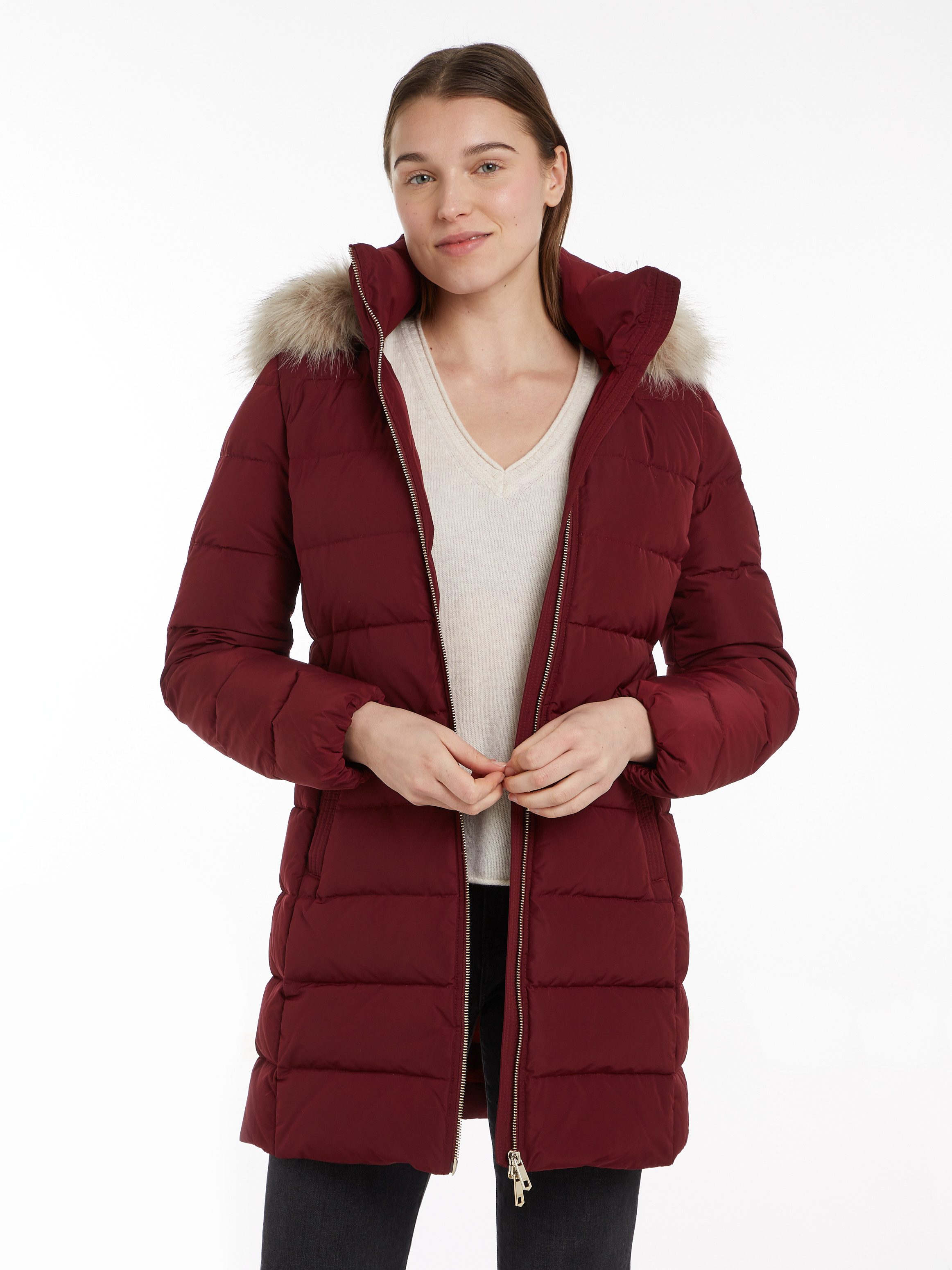 Tommy Hilfiger Gewatteerde jas HERITAGE DOWN TYRA COAT WITH FUR