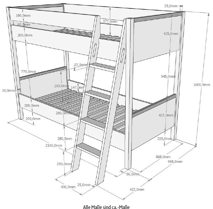 Vipack Stapelbed Londen met melamine-oppervlak en rolbodem