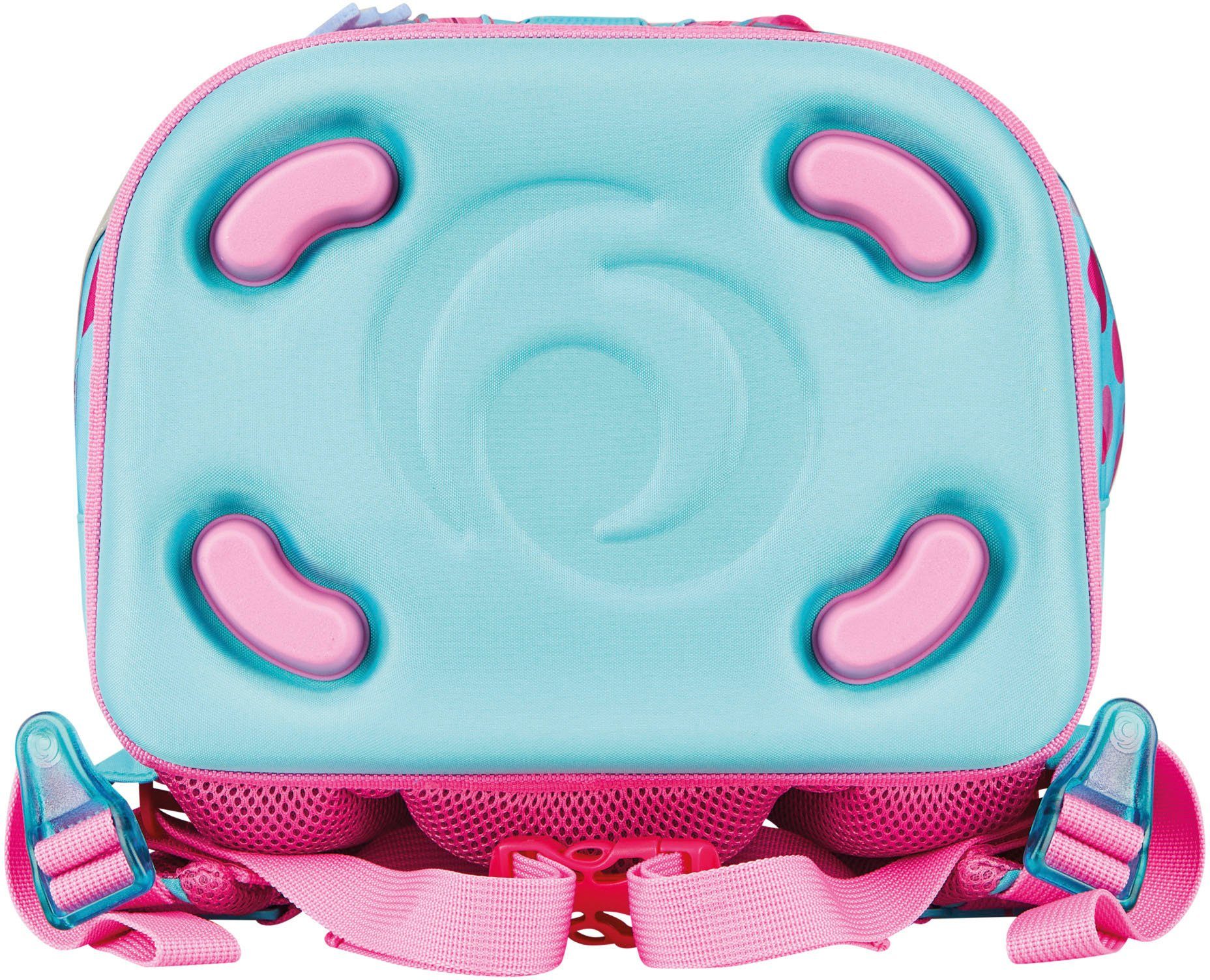Herlitz Schoolrugzak SoftLight Plus GREENline, Pink Bubbles met afneembare applicatie en vilten hanger (set, 7-delig)