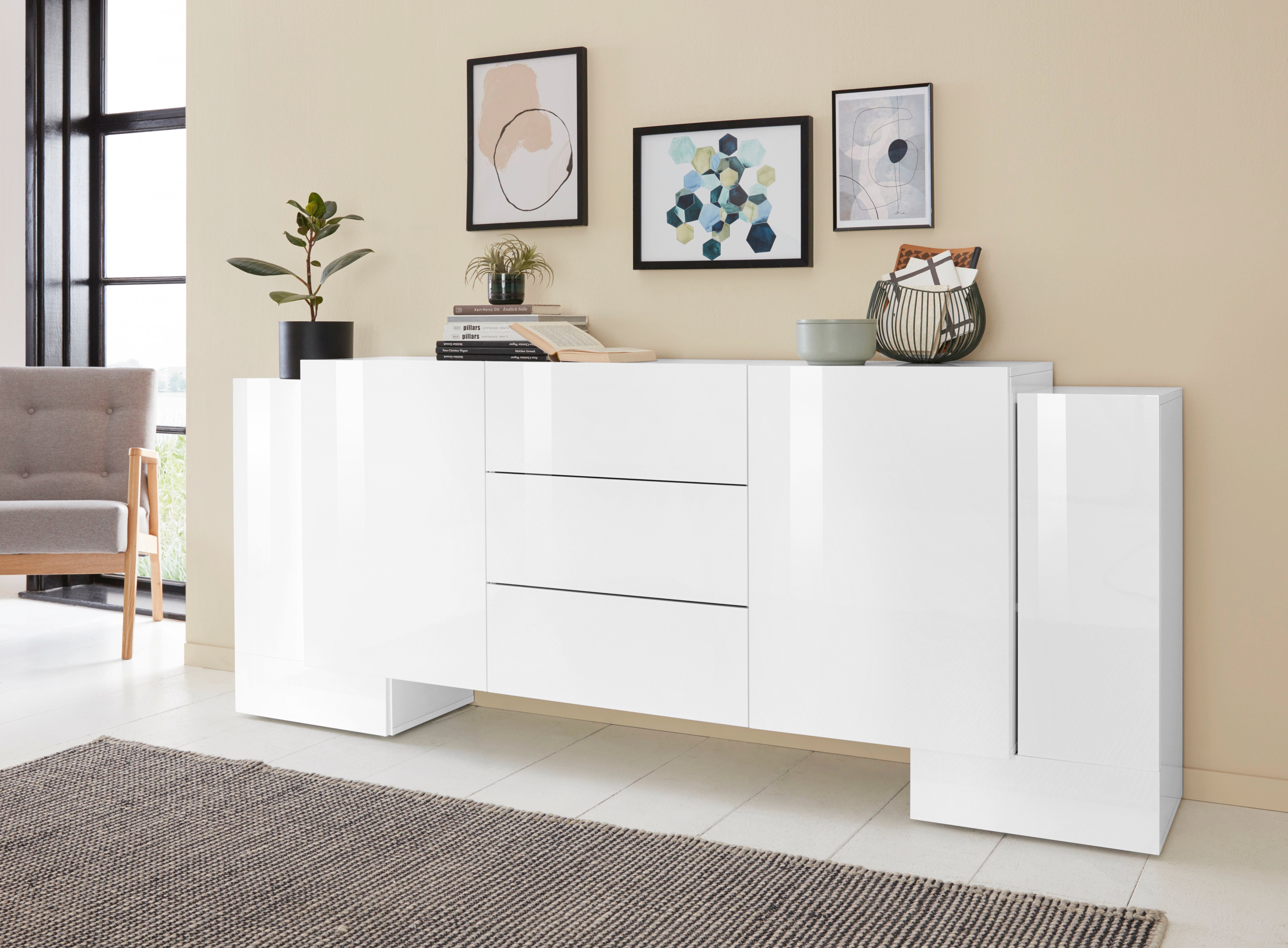 INOSIGN Dressoir Pillon Breedte 210 cm dressoirs maat 210x40x85 cm wit