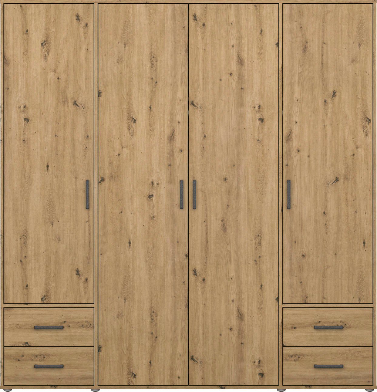 rauch Draaideurkast Kledingkast kast garderobe linnenkast VOYAGER moderne grepen in grijs metallic met buitenlades made in germany