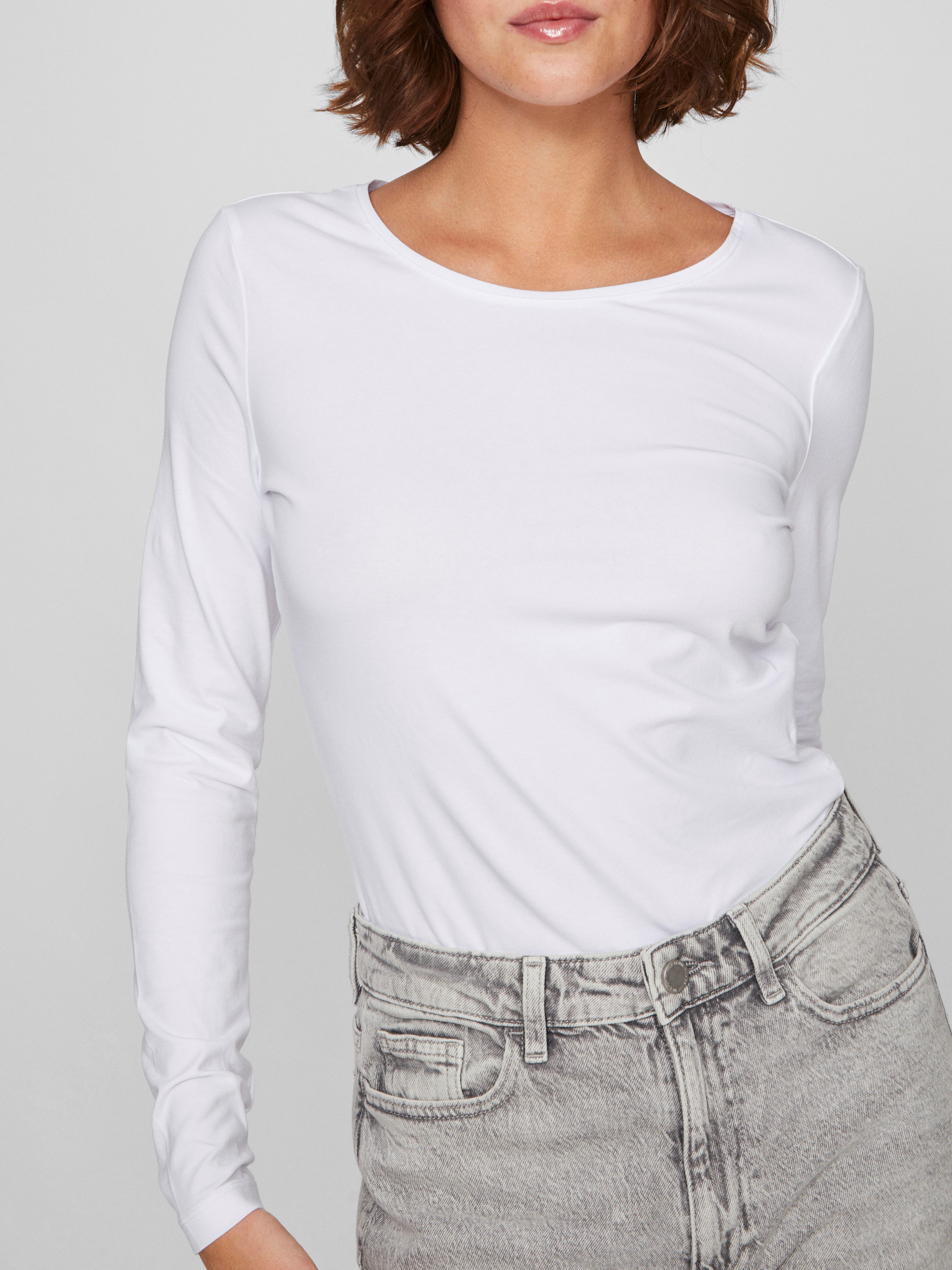 Vila Shirt met lange mouwen VINORA L S O-NECK TOP NOOS