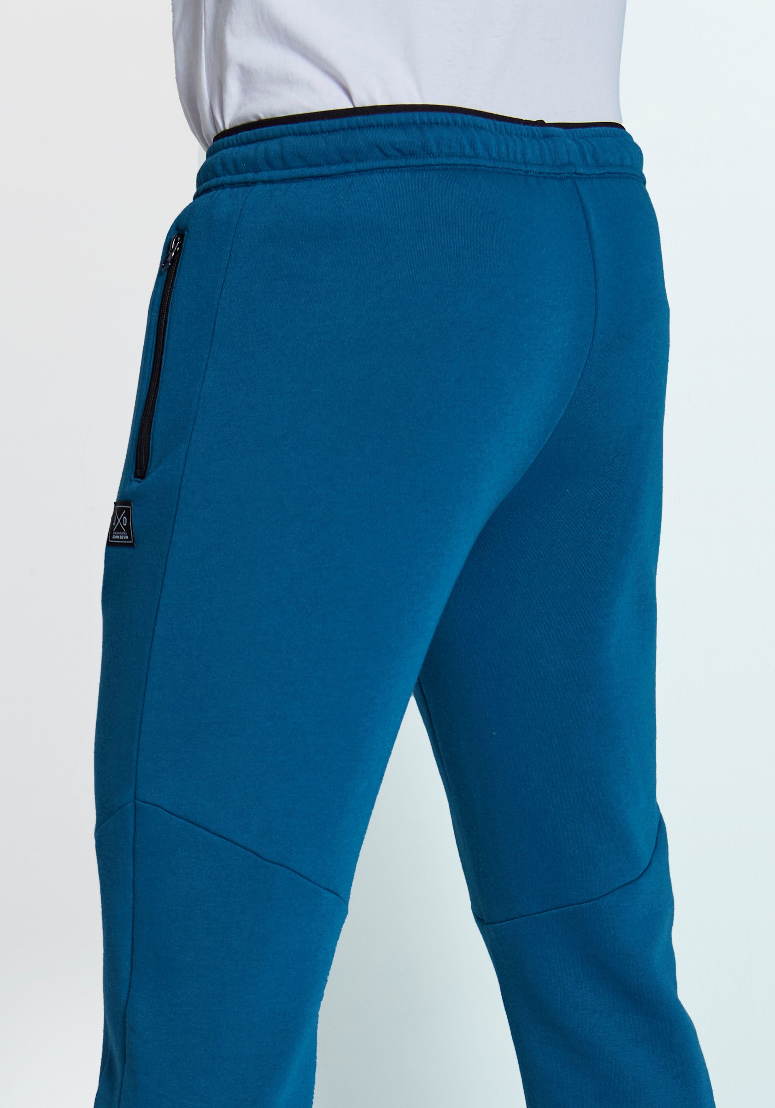 John Devin Sweatbroek Joggingbroek met zijzakken en bindband van katoenmix
