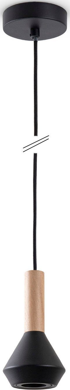 Paco Home Hanglamp Mora Woonkamer eetkamer klein modern hout metaal GU10 keukenlamp hanglampen zwart