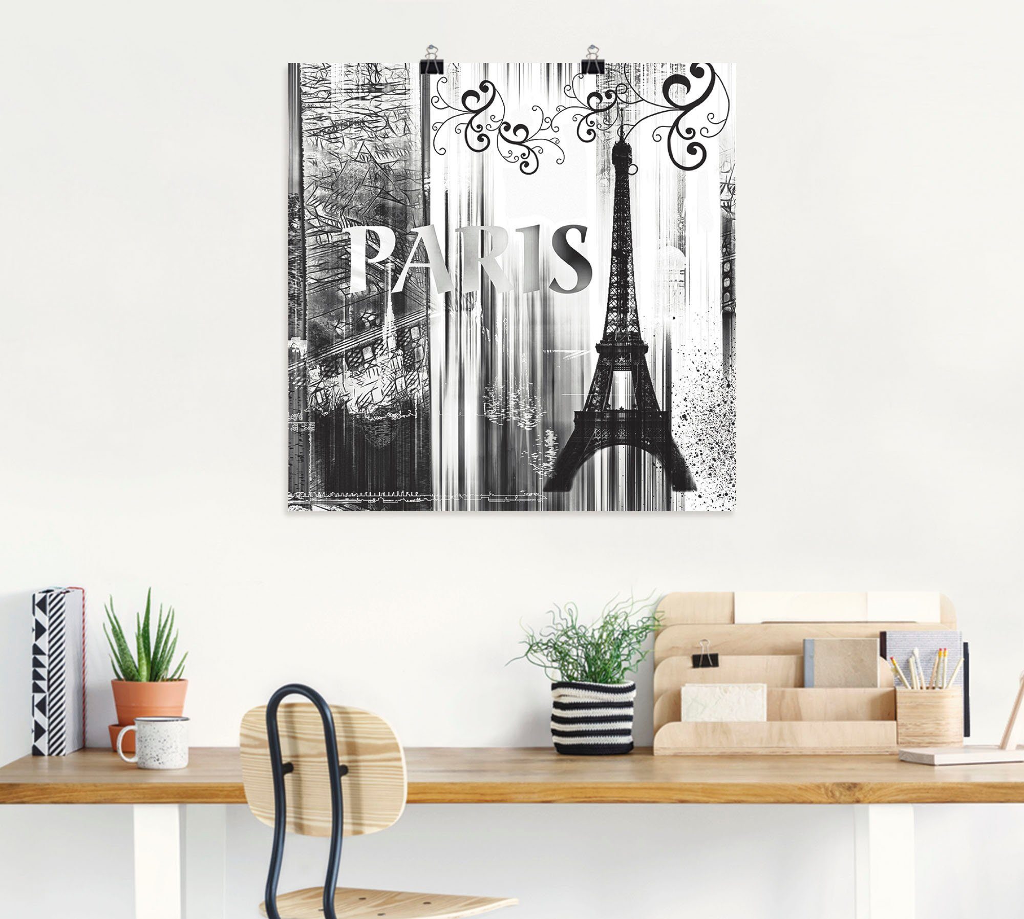 Artland Poster Parijs Wereldstad - abstracte collage 04 als artprint op linnen, muursticker of poster in verschillende maten