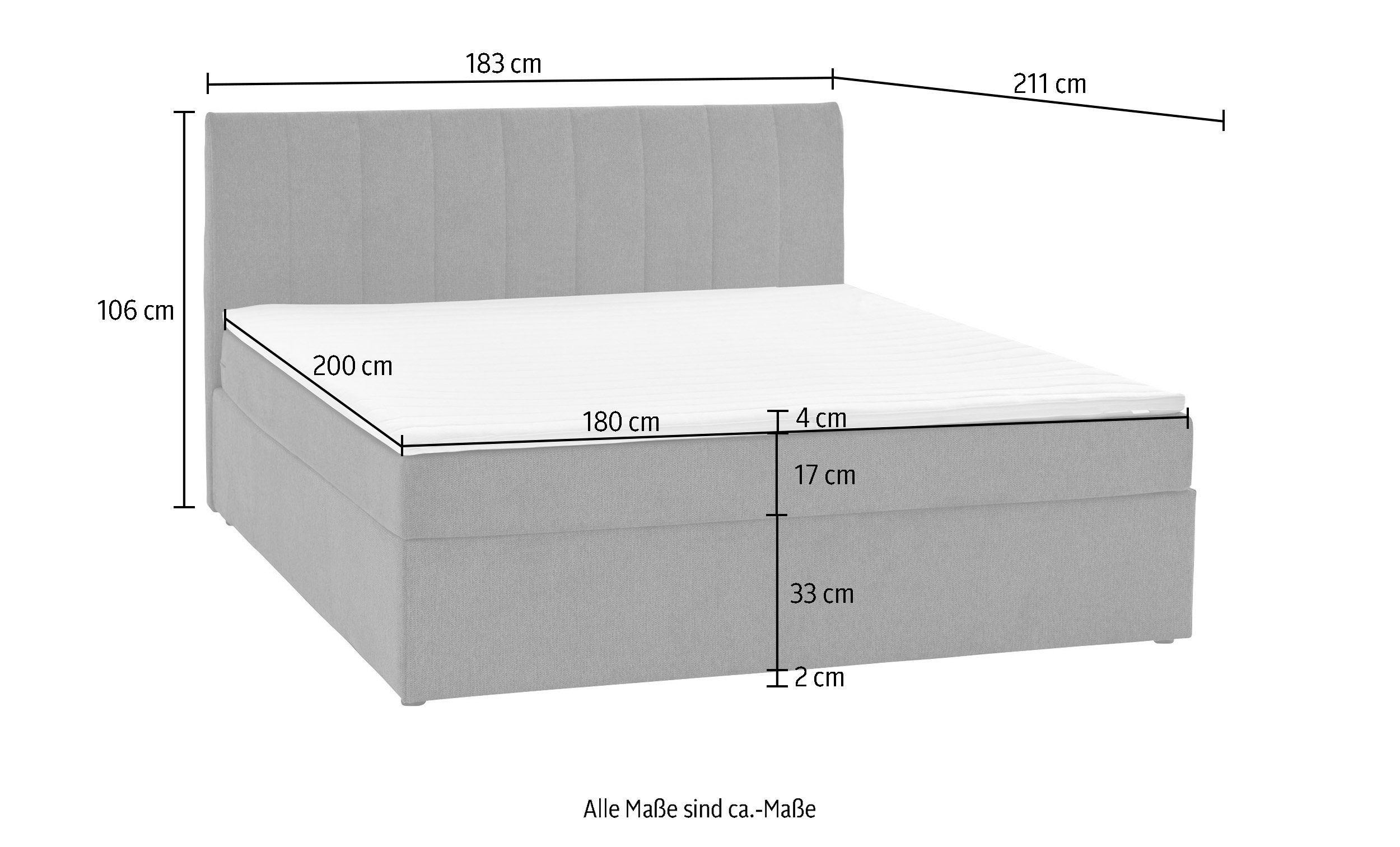 ATLANTIC home collection Boxspring Alva optioneel met matras en matrastopper