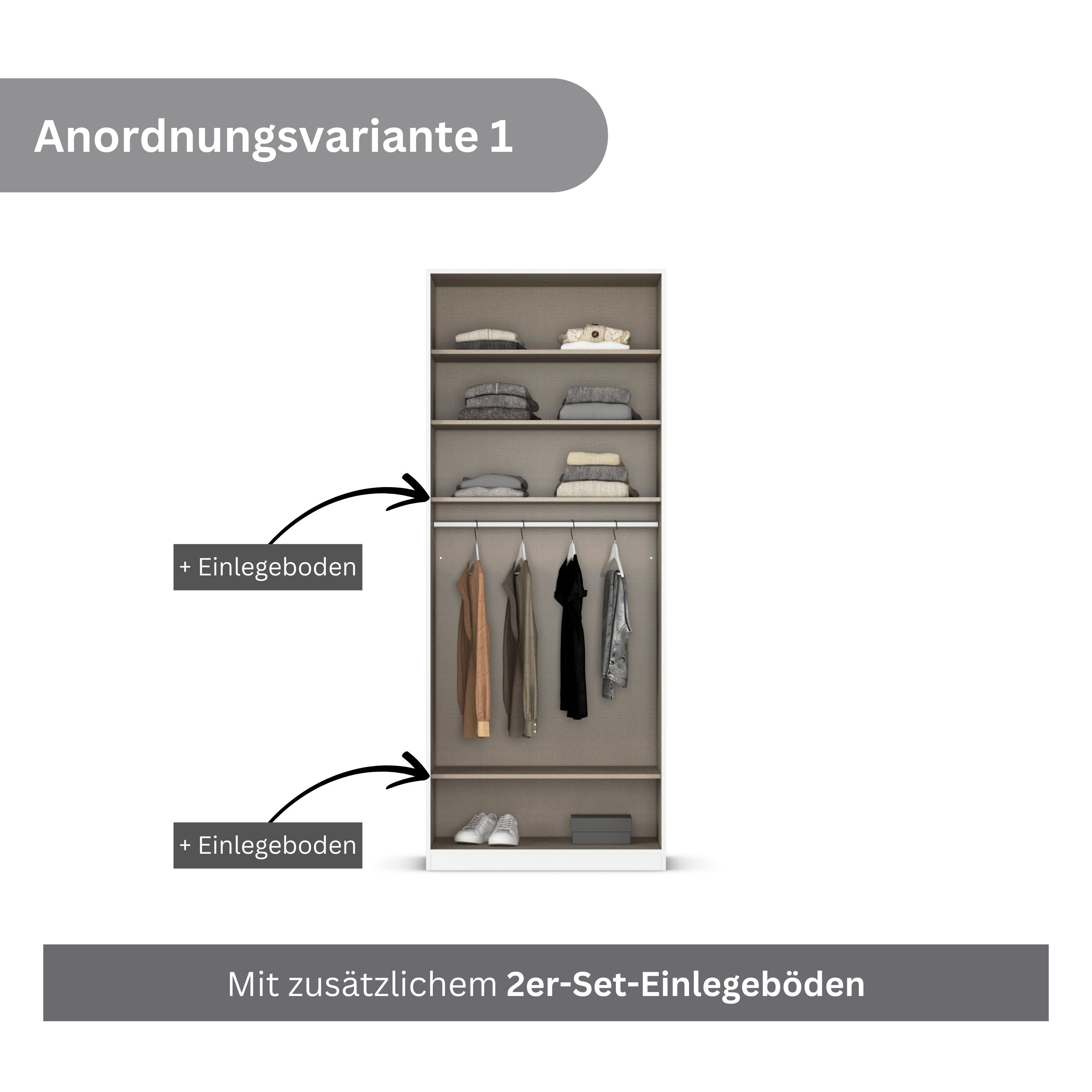 rauch Draaideurkast Kledingkasten kast garderobe AGORDO met glazen front doordachte binnenuitrusting, in 6 breedtes en 2 hoogtes made in germany