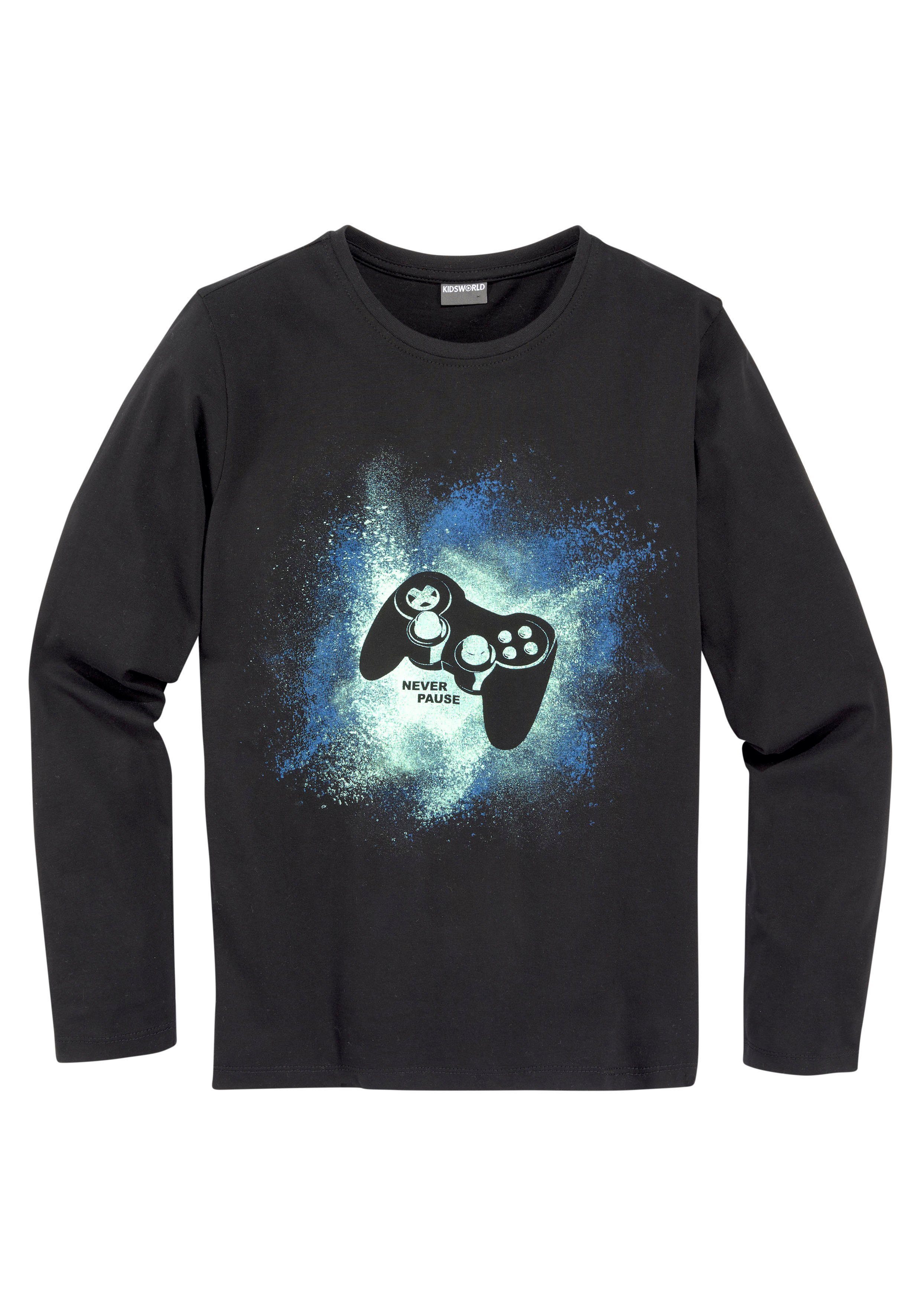 KIDSWORLD Shirt met lange mouwen Gamer Langarm, basic pasvorm, met trendy opdruk
